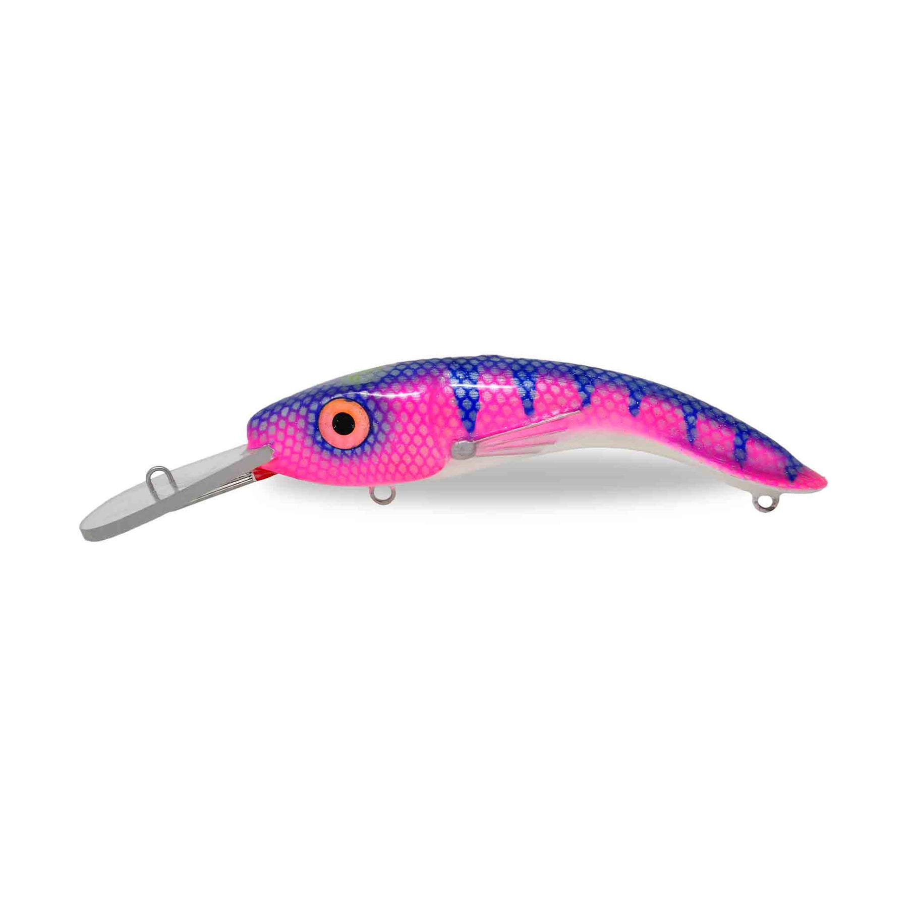 View of Crankbaits One Shot Tackle Perchosaurus 7" Crankbait Pink Tiger available at EZOKO Pike and Musky Shop