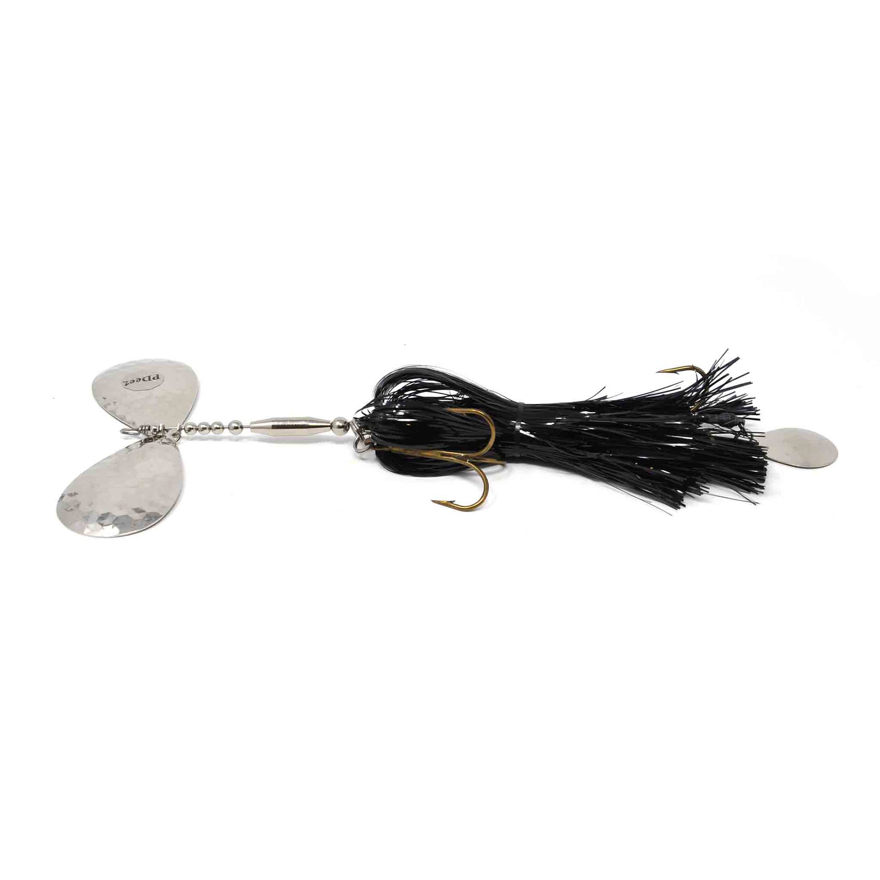 Pdeez Big Tens tail Spin (10/10) Black / Silver Hex Bucktails
