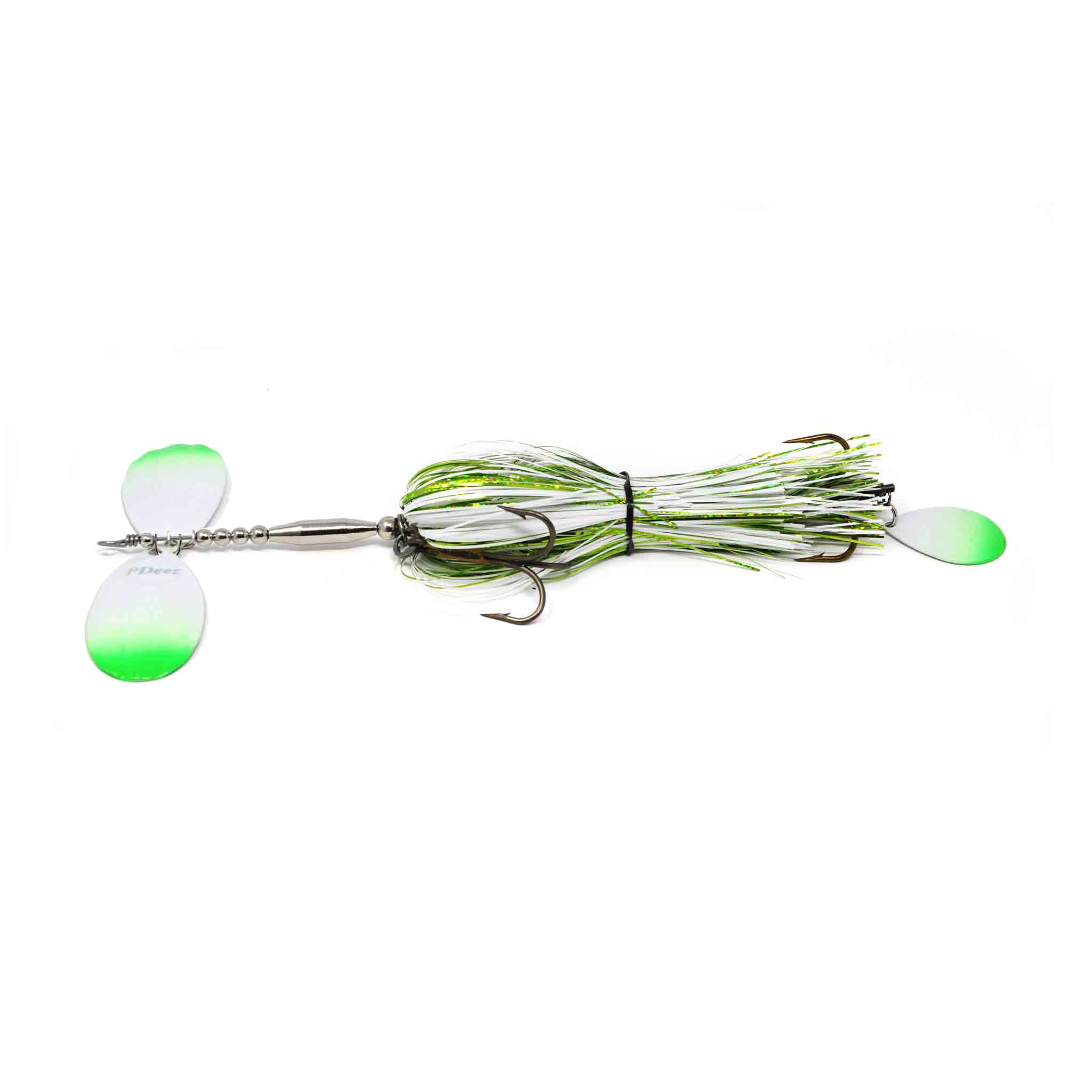 View of Bucktails PDeez KM Attitude Tail Spin (F8/F8) Bucktail Double Mint available at EZOKO Fishing