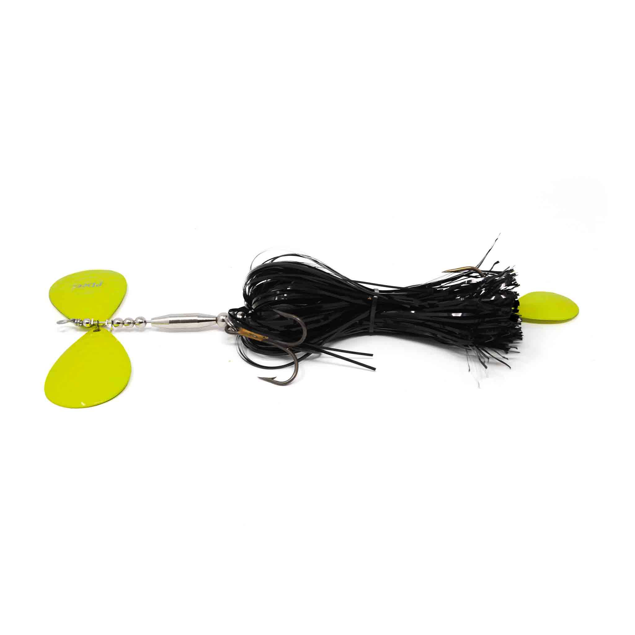 View of Bucktails PDeez LSG Missile Tail Spin (9/9) Bucktail Black / Chartreuse available at EZOKO Fishing