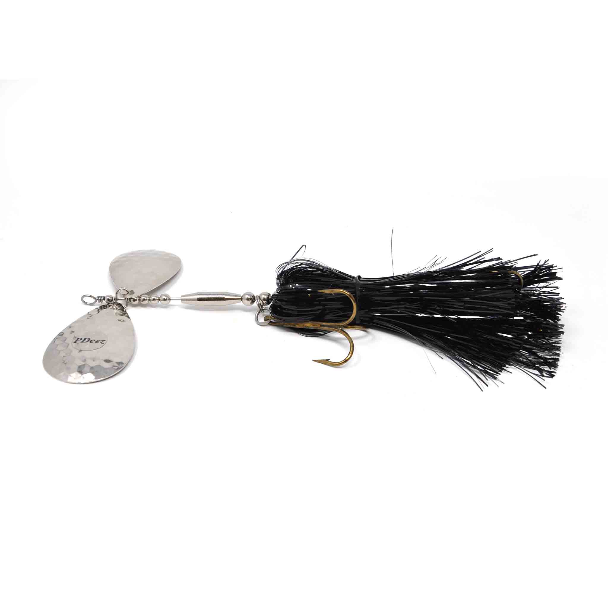 View of Bucktails PDeez Muskiemama Big Tens (10/9) Bucktail Black / Silver Hex available at EZOKO Fishing