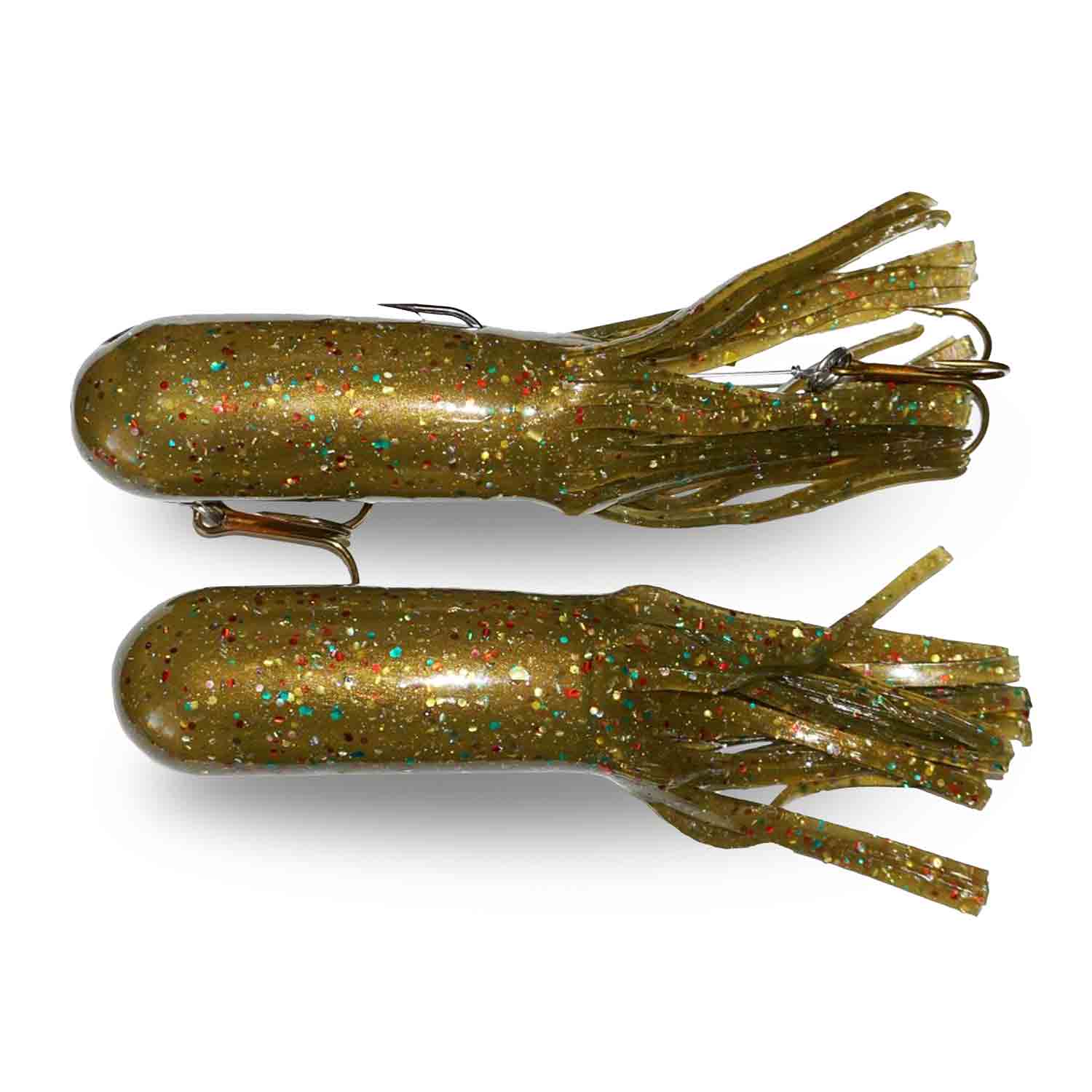 View of Rubber Red October 10" Monster Tubes - Unrigged (3pk) Green Pumpkin available at EZOKO Fishing