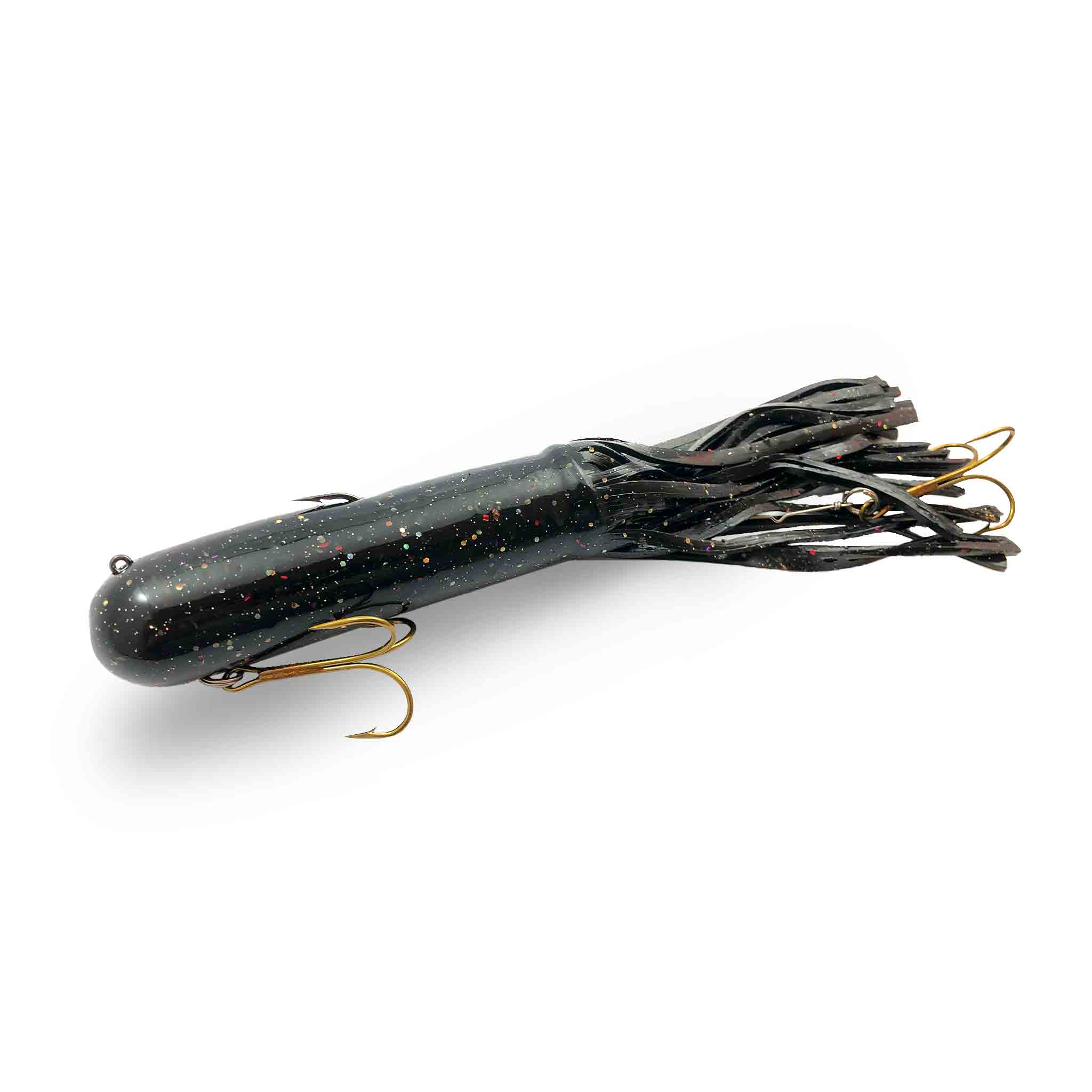 View of Rubber Red October 12" Big Sexy Tubes - Mid-depth Black available at EZOKO Fishing
