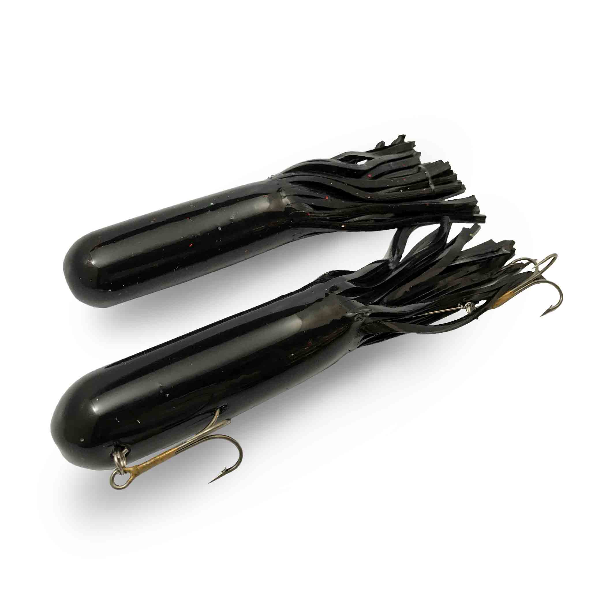 View of Rubber Red October 7.5" Ninja Tubes - Deep Black available at EZOKO Fishing
