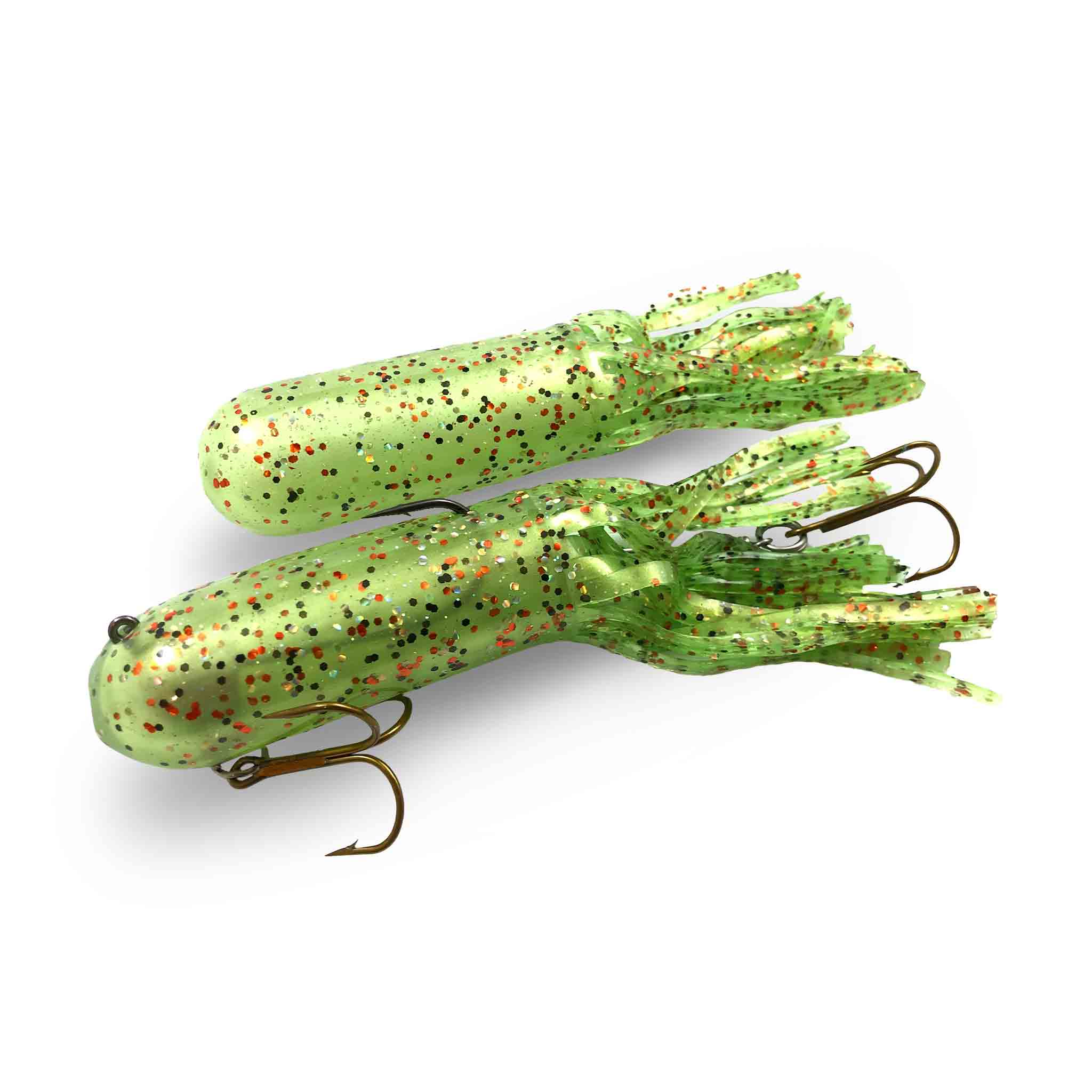 View of Rubber Red October 7.5" Ninja Tubes - Deep Shimmer Perch available at EZOKO Fishing