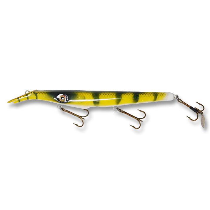 View of Dive_And_Rise Sampson Baitworks Metalhead 13" Dive And Rise Bait Green Perch available at EZOKO Fishing