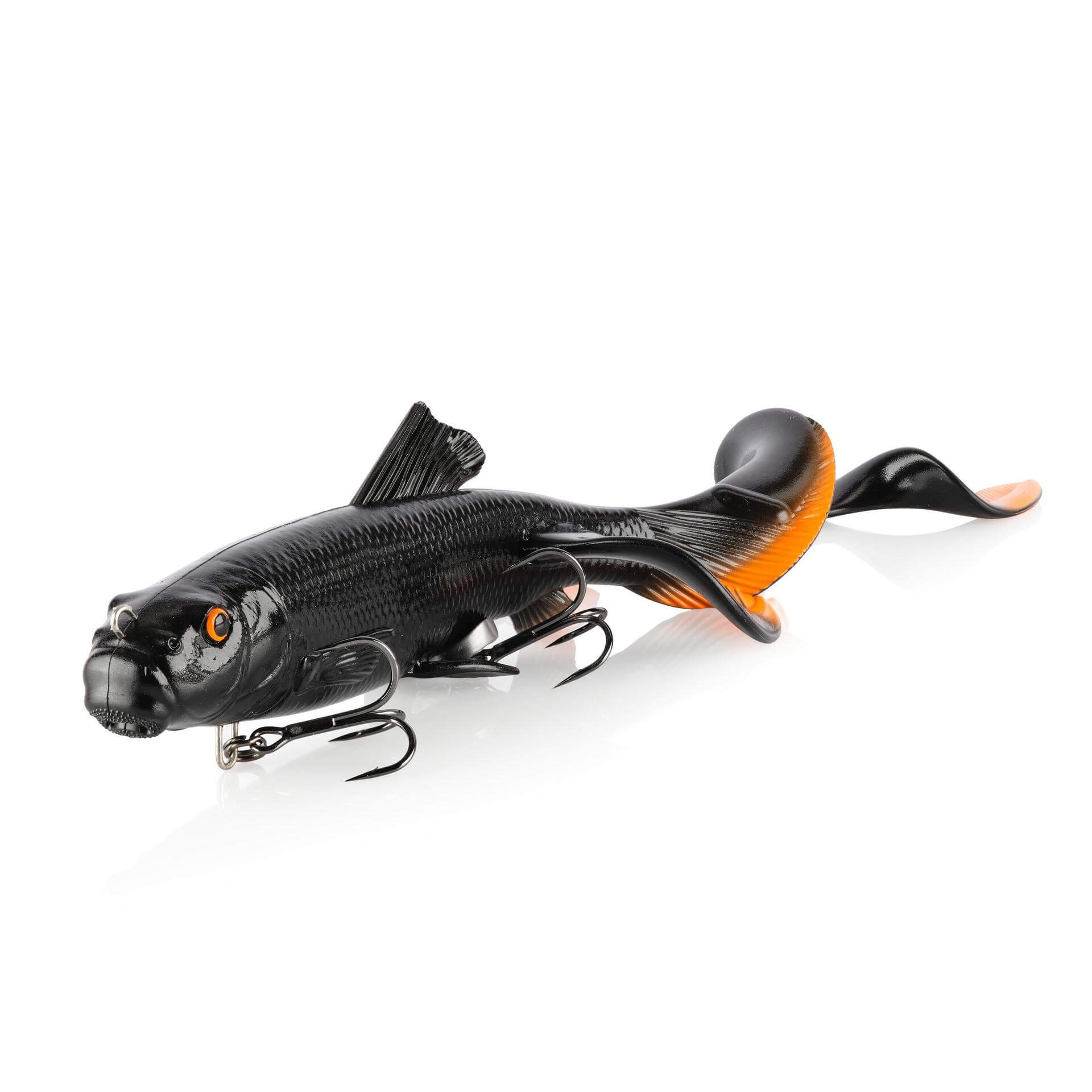 View of Rubber Savage Gear 3D Sucker X-tail 9'' Rubber Black Orange Flash available at EZOKO Fishing