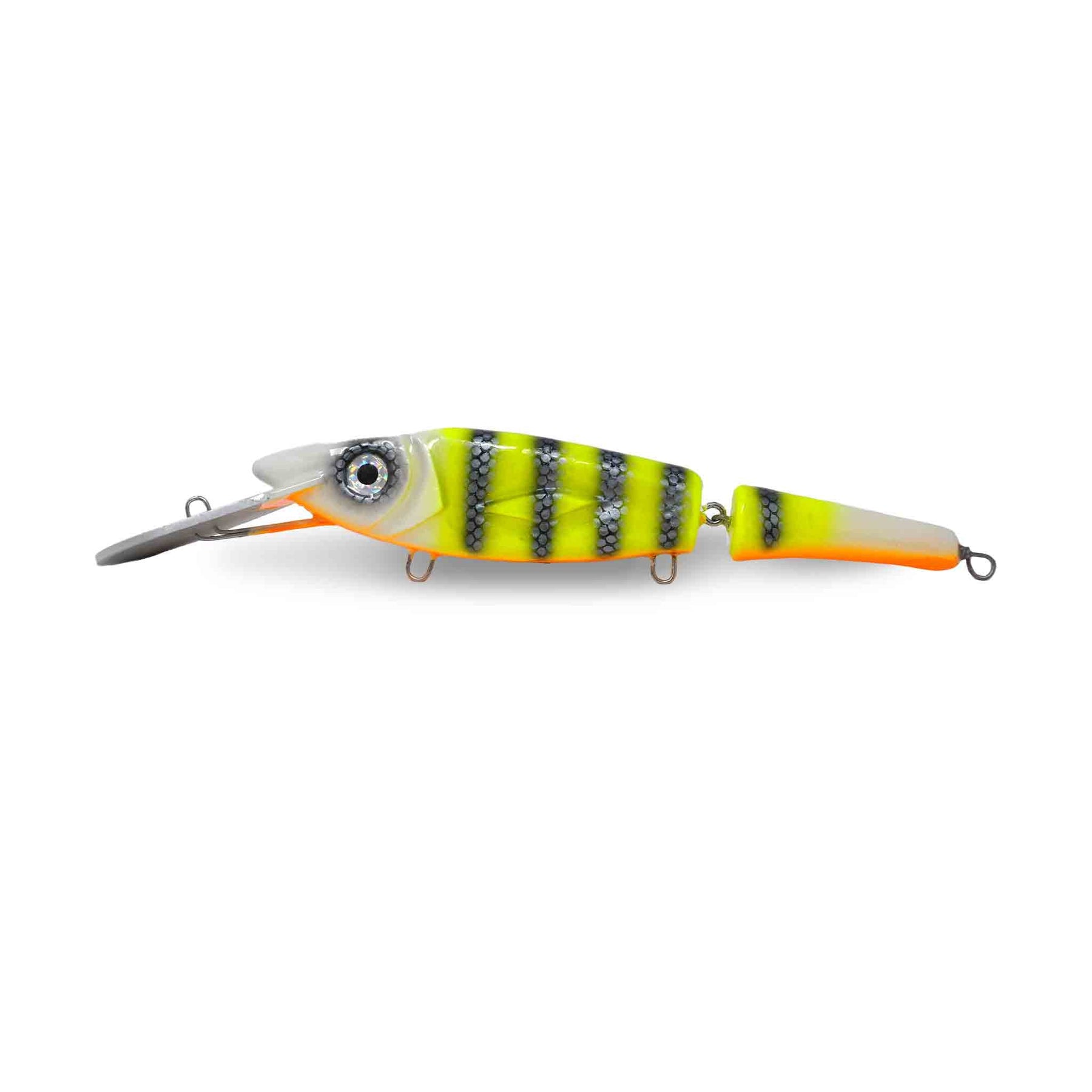 View of Crankbaits Scorpion MadBait Jointed 10'' Crankbait Chartreuse Tiger available at EZOKO Pike and Musky Shop
