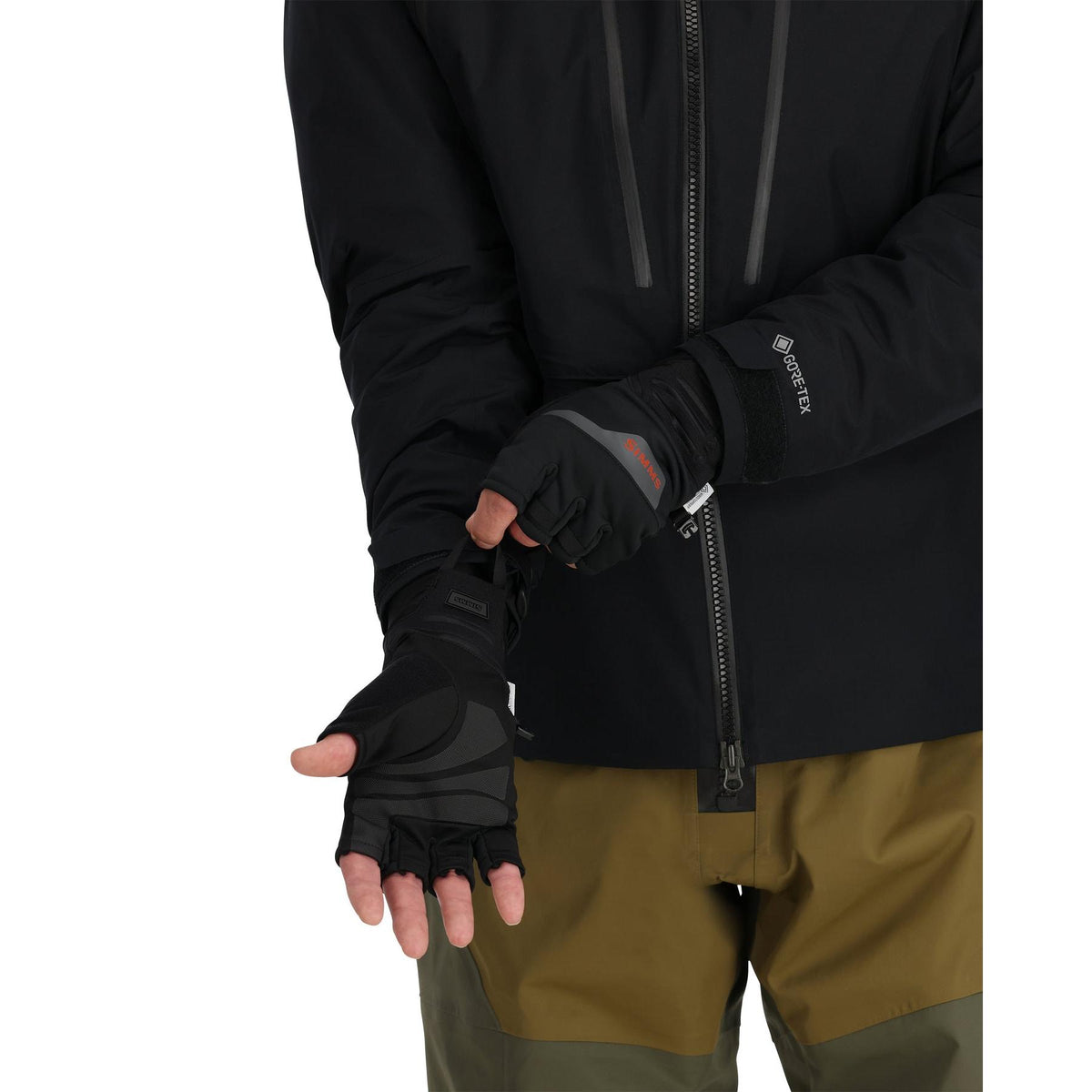 View of Simms Windstopper Half-Finger Fishing Glove available at EZOKO Fishing