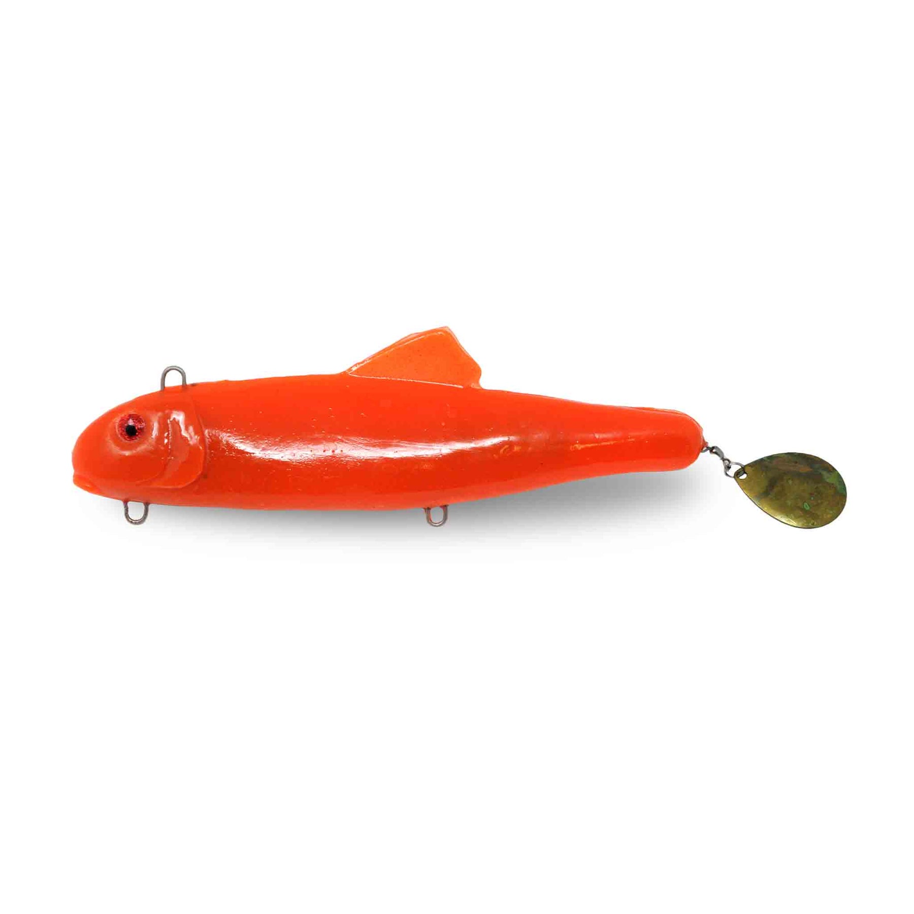 View of Jigs-Spoons SJR Spintail Sucker Jig Orange available at EZOKO Pike and Musky Shop