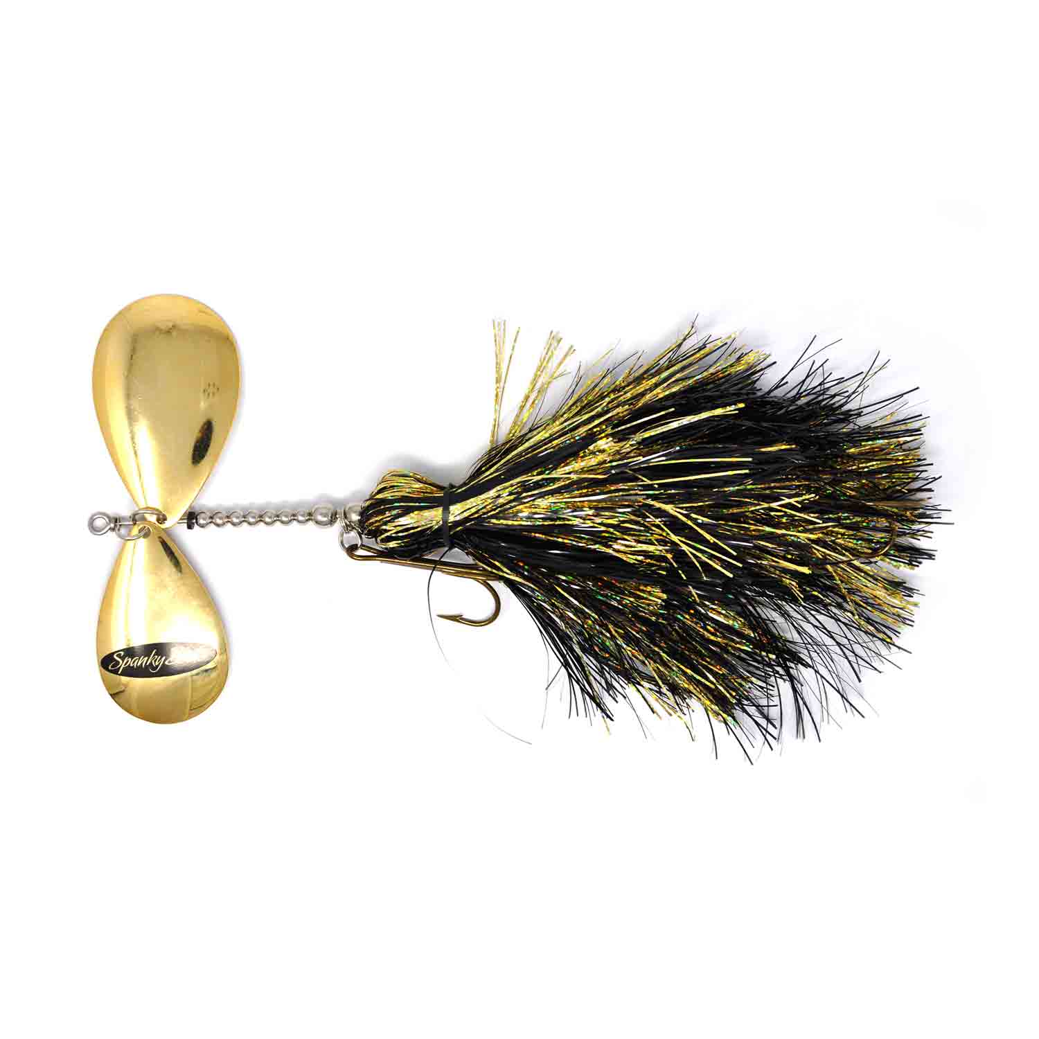 View of Bucktails Spanky Baits 1012 Firebomb Bucktail Black / Gold available at EZOKO Fishing