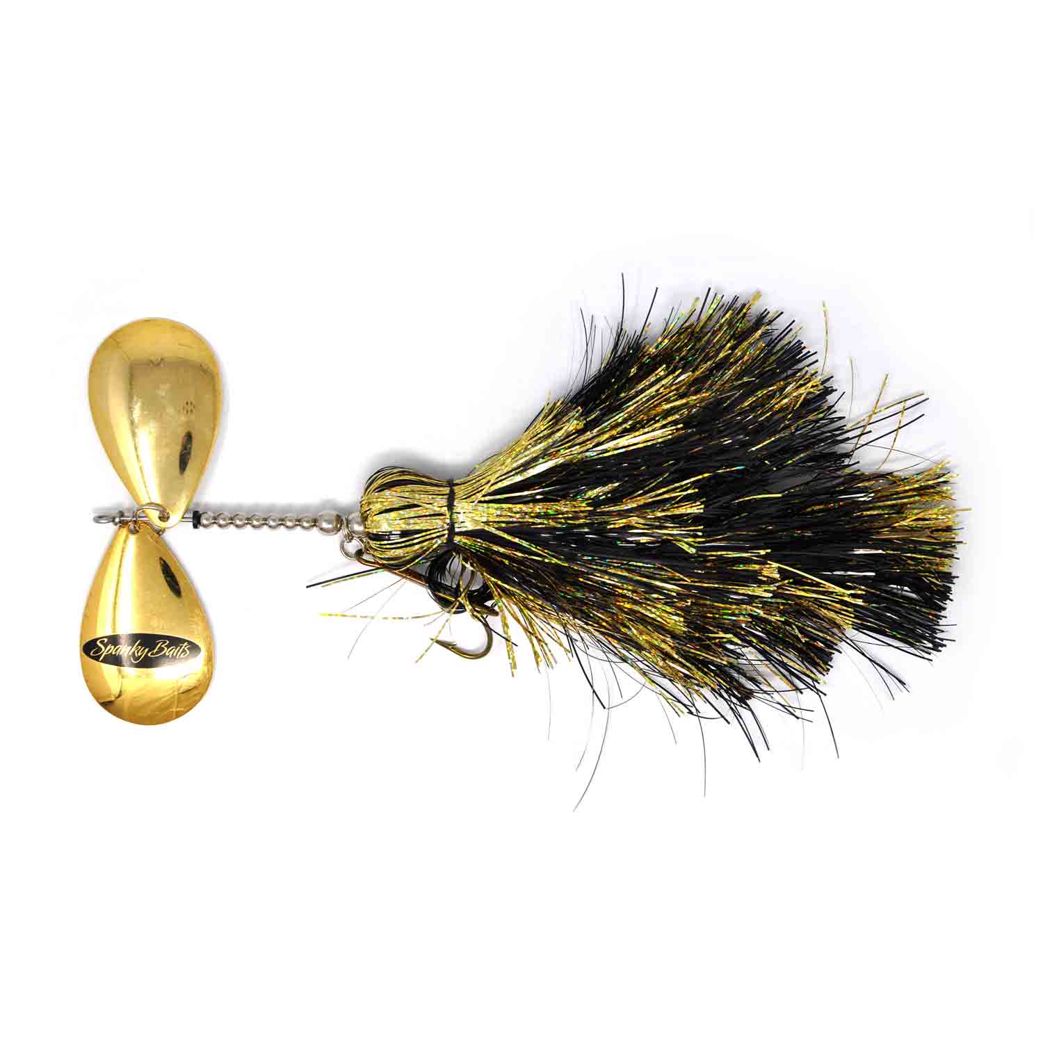 View of Bucktails Spanky Baits Shocker Bucktail Black / Gold available at EZOKO Fishing