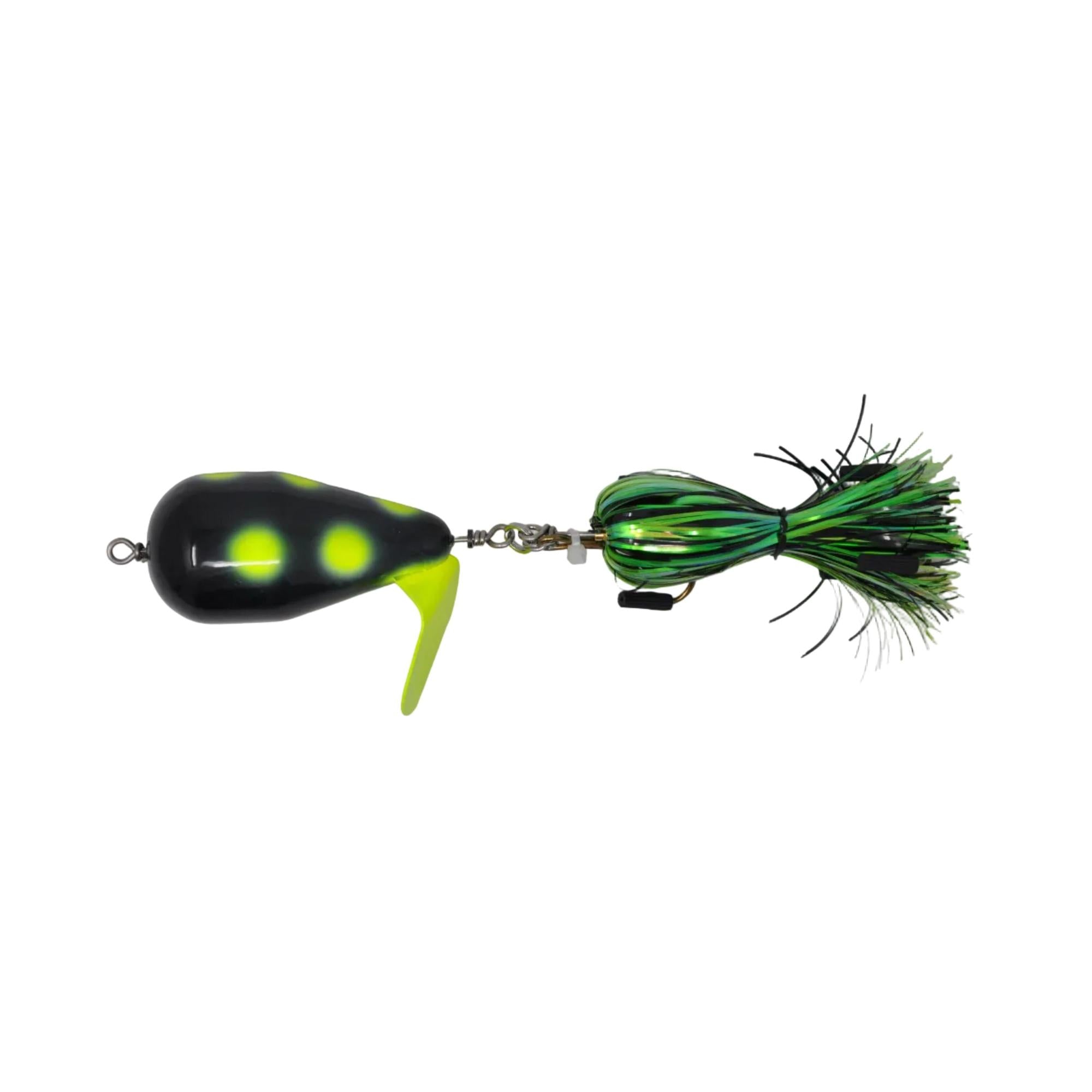View of Top Waters Spanky Baits Violence Topwater Black Chartreuse available at EZOKO Fishing