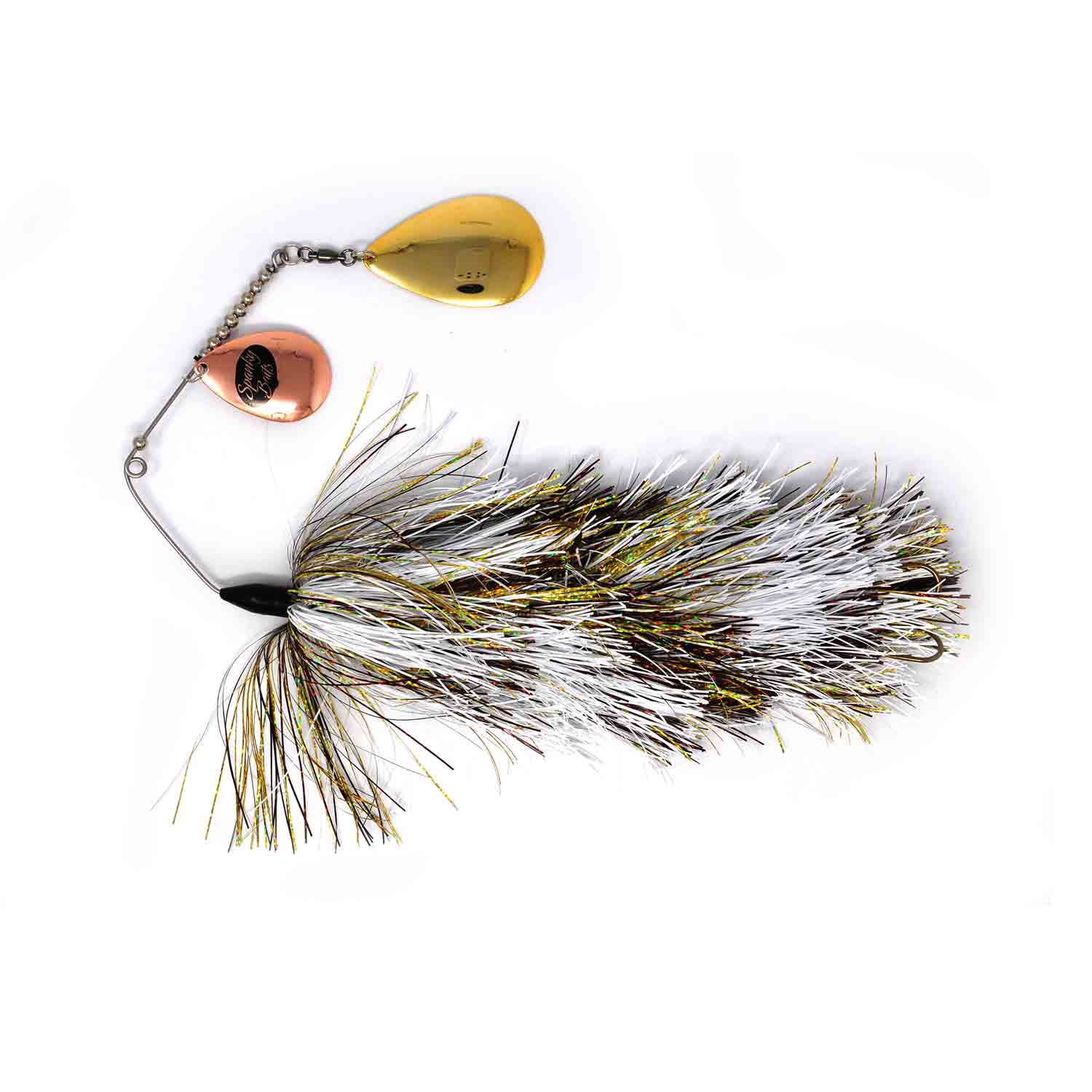 View of Spinnerbaits Spanky Baits Whiplash 9/0 Mag Spinnerbaits Walleye White Tail available at EZOKO Fishing