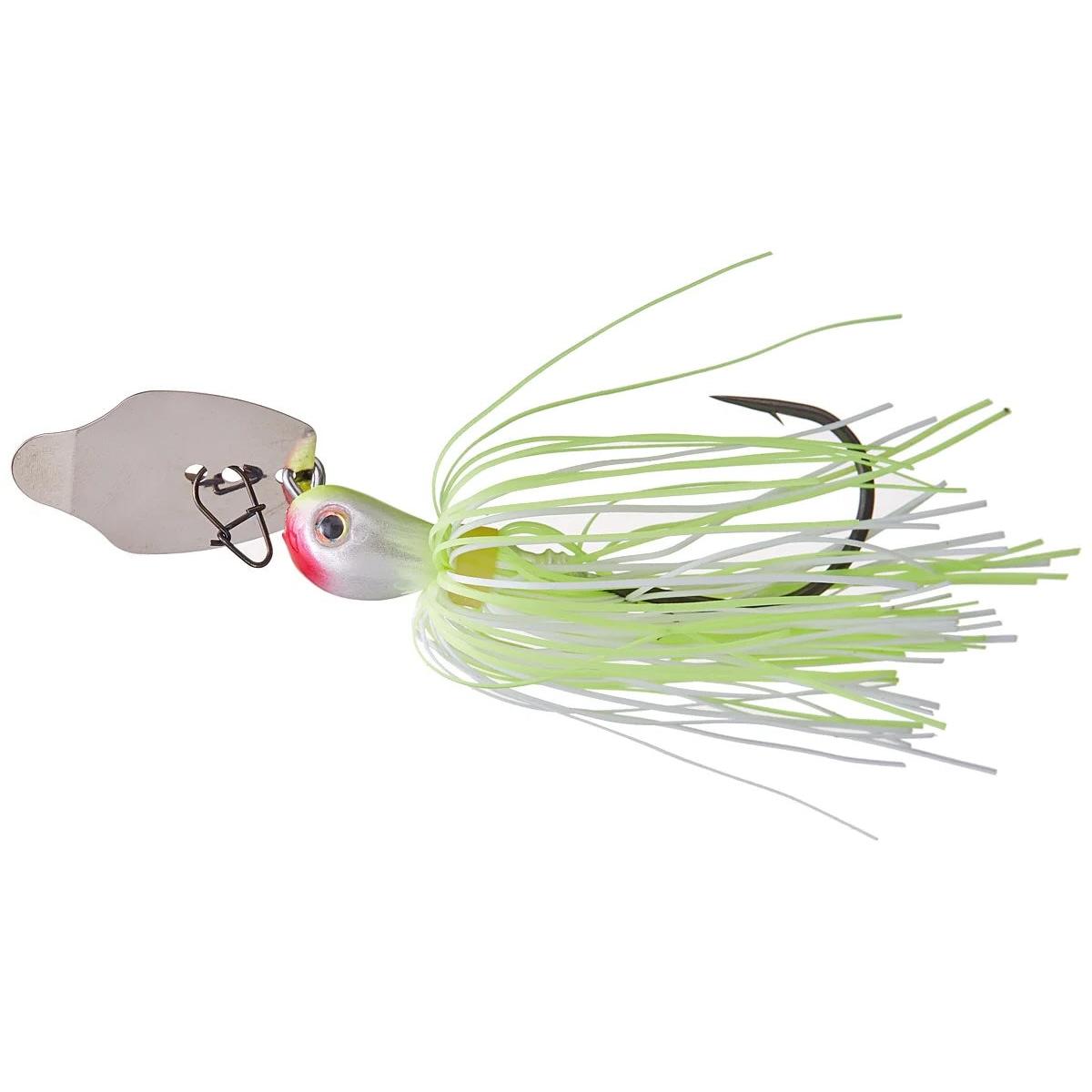 View of chatterbait Strike King Thunder Cricket Vibrating Swim Jig 3/8 oz Chartreuse White available at EZOKO Fishing