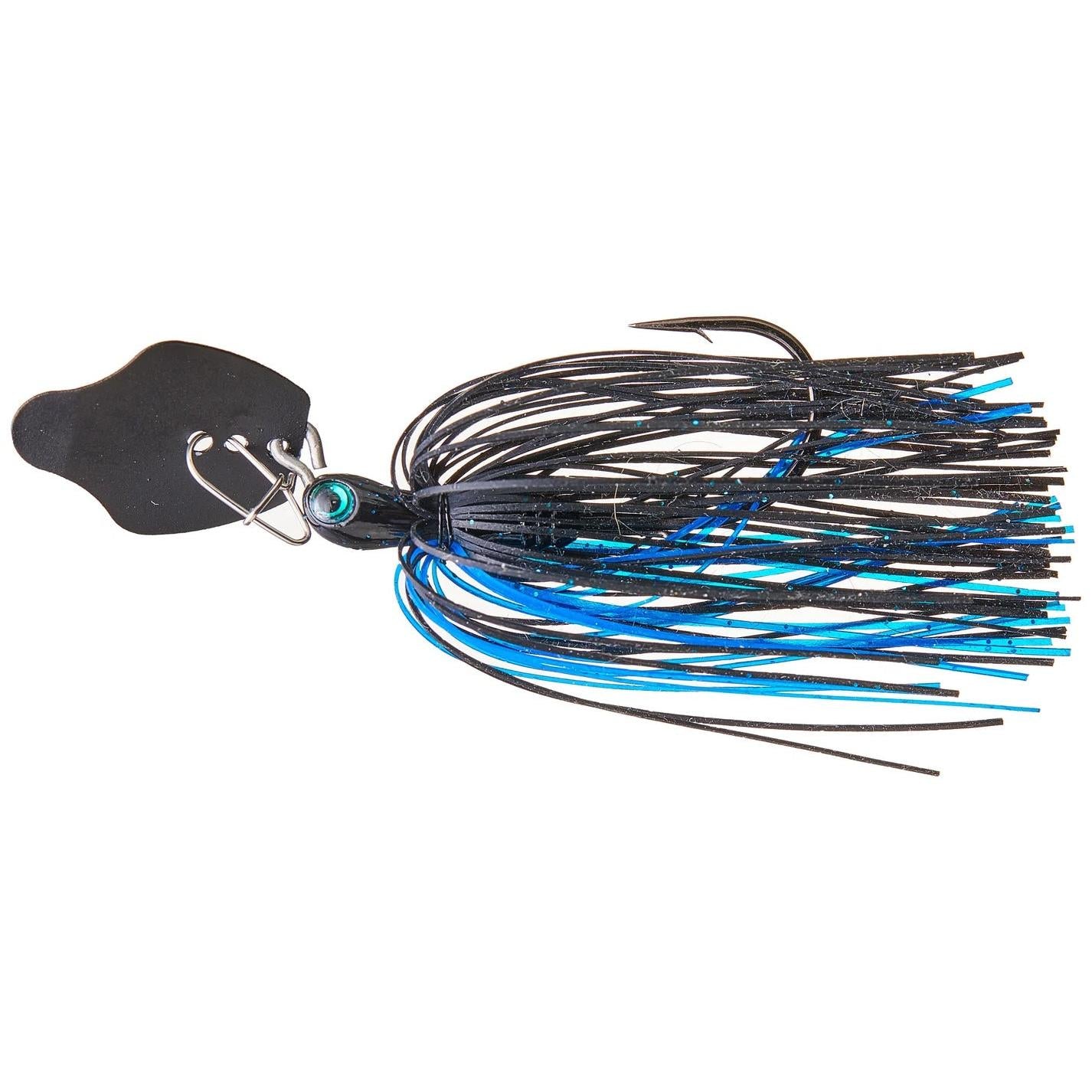View of chatterbait Strike King Tungsten Thunder Cricket Vibrating Swim Jig 3/8 oz Black / Blue available at EZOKO Fishing