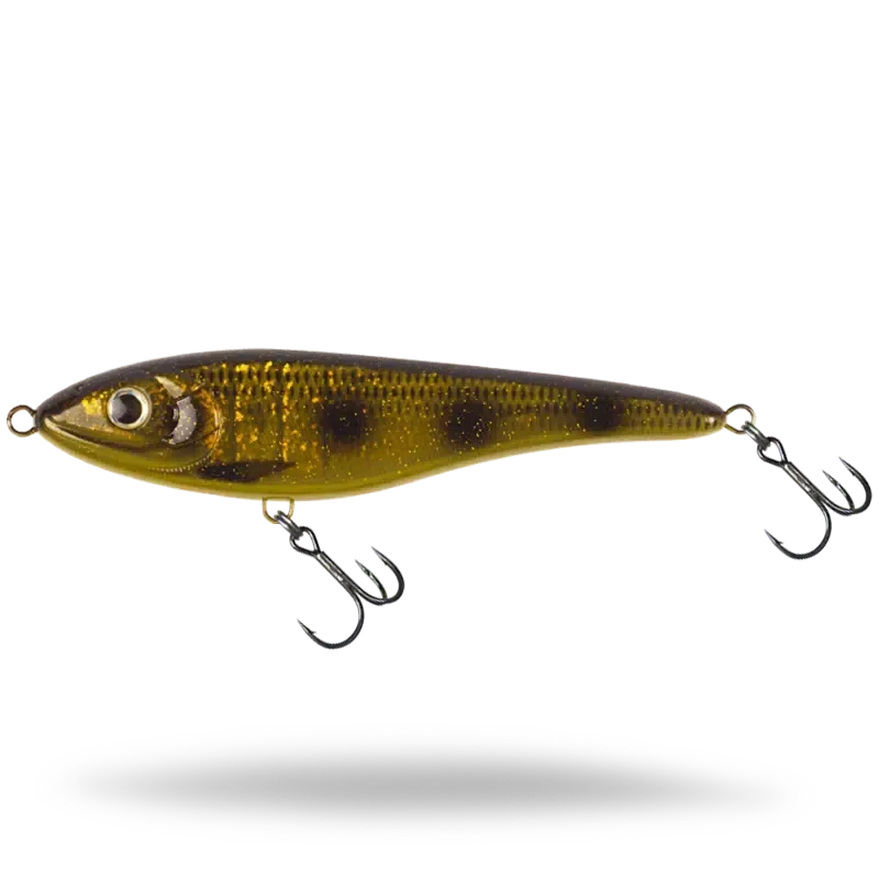 View of Jerk-Glide_Baits Strike Pro Big Bandit Slow Sink Glide Bait Spotted Bullhead available at EZOKO Pike and Musky Shop