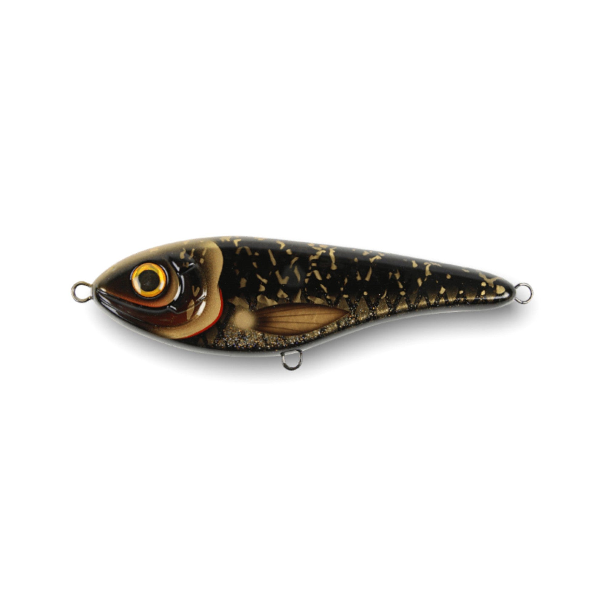 View of Jerk-Glide_Baits Strike Pro Buster Jerk II Suspending Glide Bait Black Shadow available at EZOKO Fishing