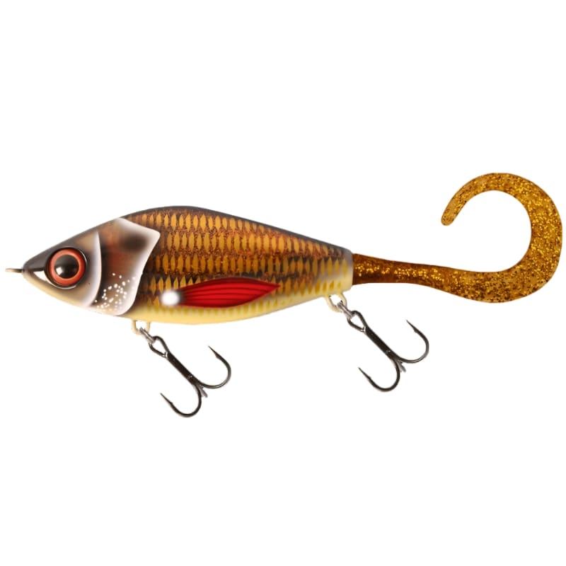 View of Jerk-Glide_Baits Strike Pro Guppie Glide Bait Copper Carp /Gold Glitter Tail available at EZOKO Pike and Musky Shop