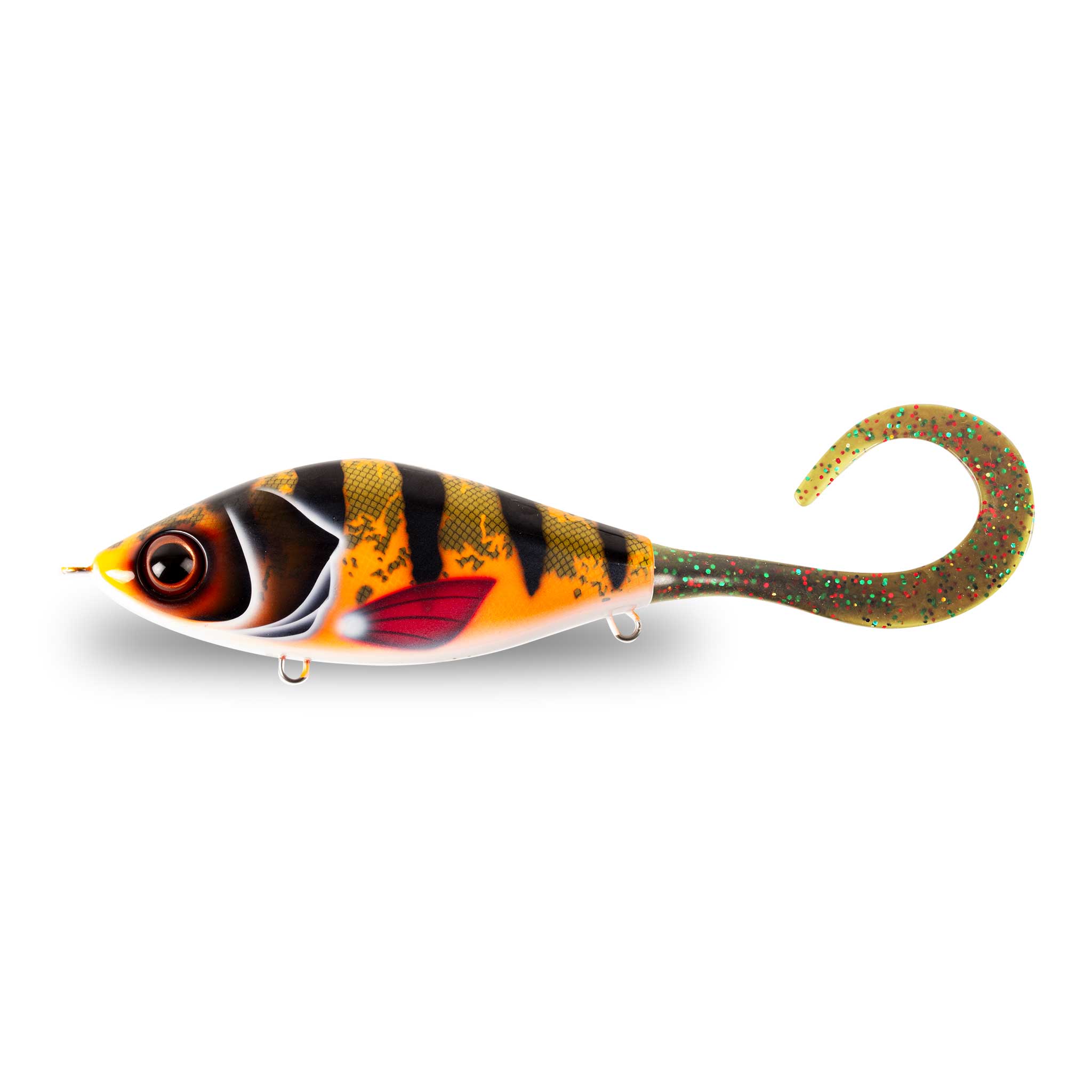 View of Jerk-Glide_Baits Strike Pro Guppie Jr Shallow Glide Bait Koi Special / Mossgreen Glitter Tail available at EZOKO Fishing