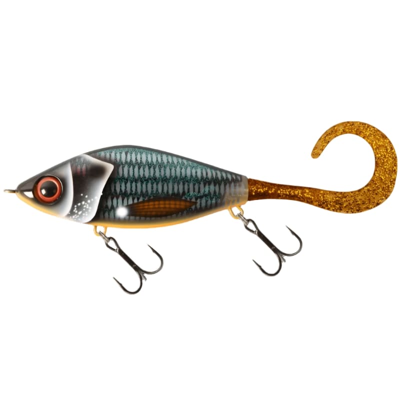 View of Jerk-Glide_Baits Strike Pro Guppie Jr Shallow Glide Bait Cosmic Blue / Gold Glitter Tail available at EZOKO Pike and Musky Shop