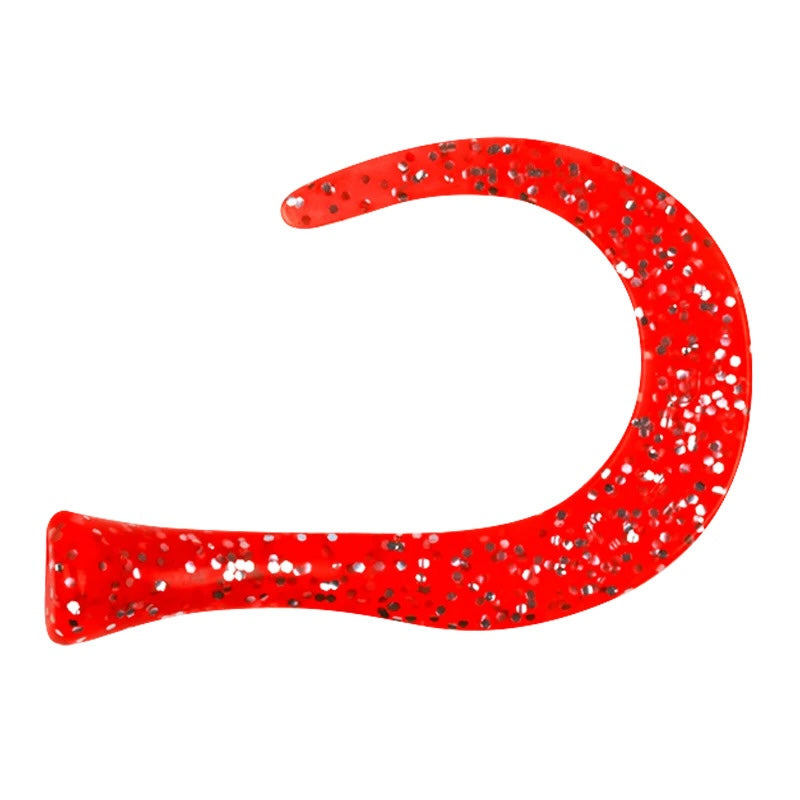 View of Replacement_Tails Strike Pro Guppie Tail 3 curly / 1 paddle Red / Silver Glitter available at EZOKO Fishing