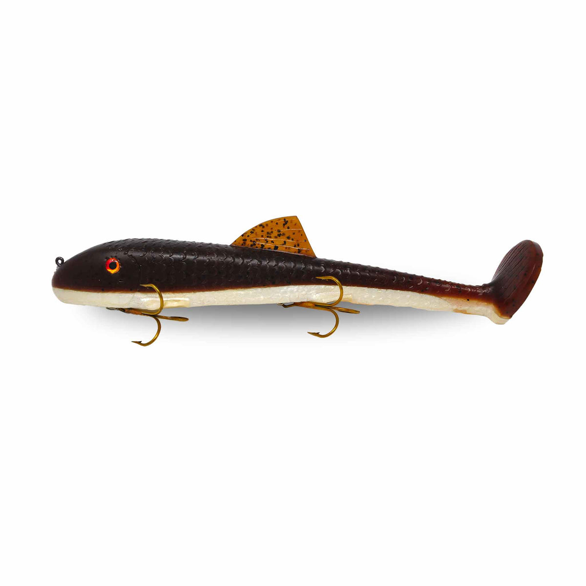 View of Rubber Suick Suzy Sucker 13" Swimbait Brown Sucker available at EZOKO Pike and Musky Shop