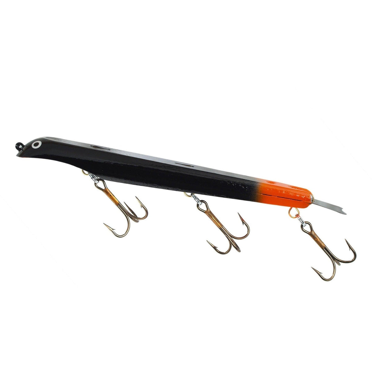 View of Dive_And_Rise Suick Weighted Thriller 10" Dive And Rise Bait Fire Tail available at EZOKO Pike and Musky Shop