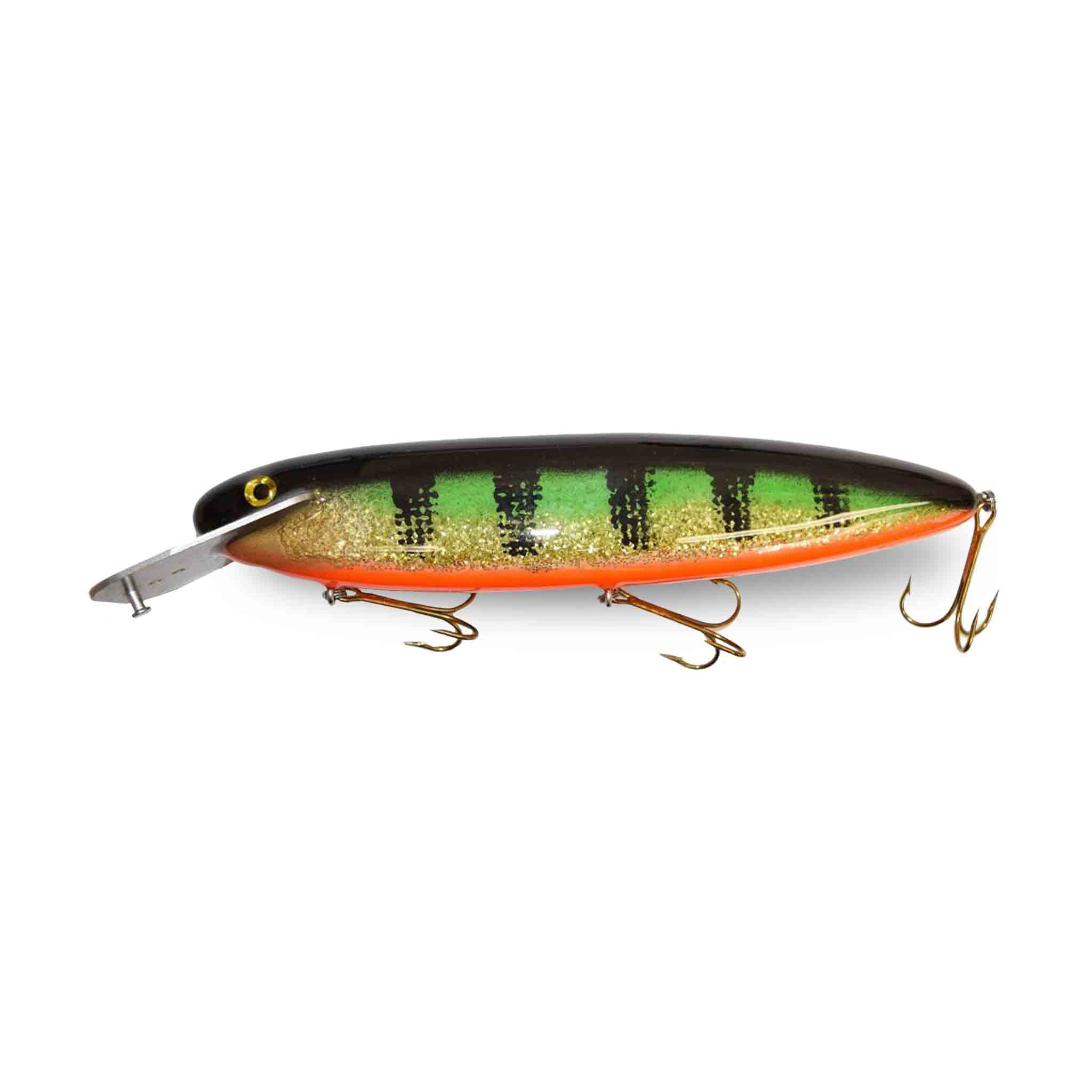 View of Crankbaits Supernatural Big Baits MattLock 12" Orange Belly Glitter Perch available at EZOKO Fishing