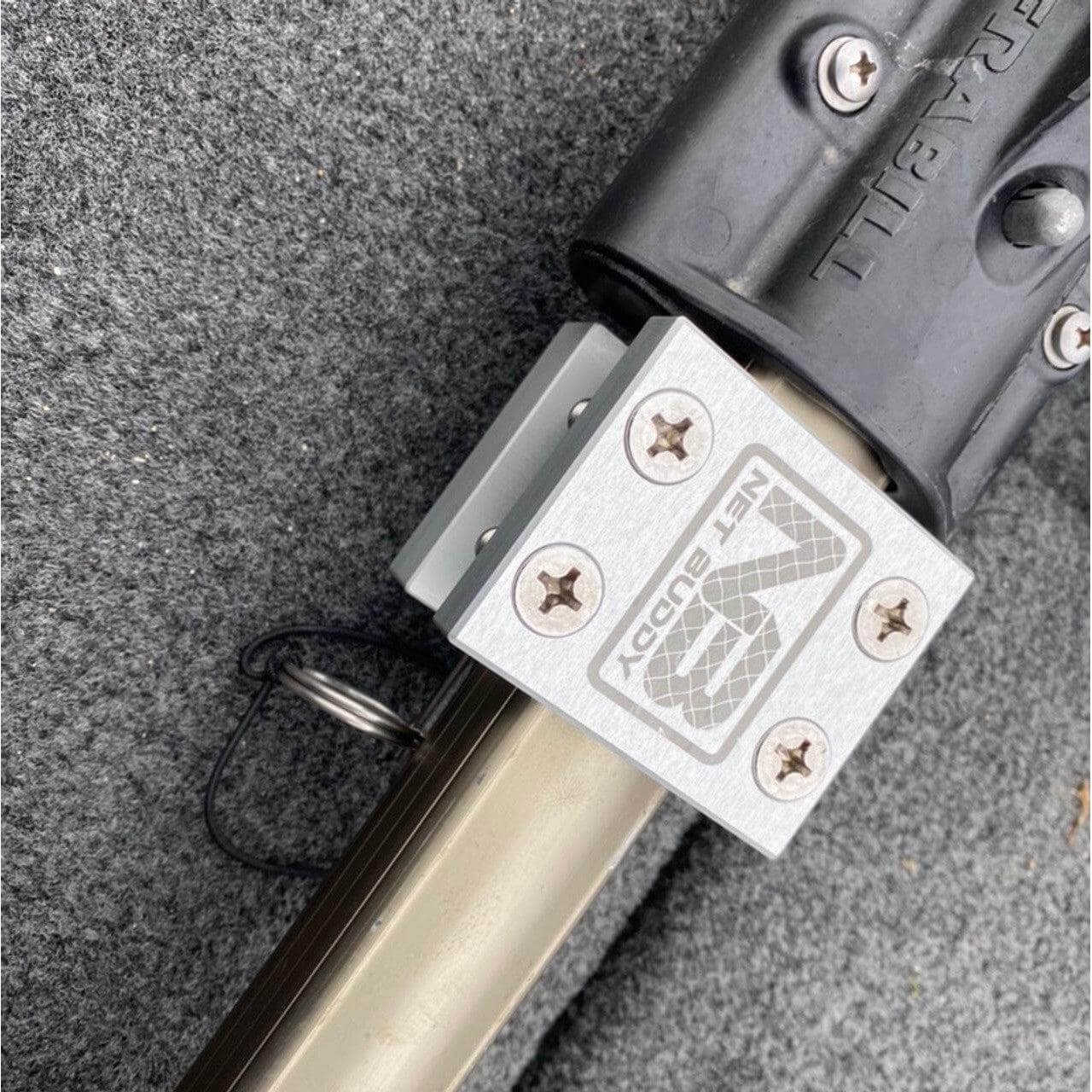 View of boat_accessories The Net Buddy Musky Buddy - Rail Mount Net Holder available at EZOKO Pike and Musky Shop