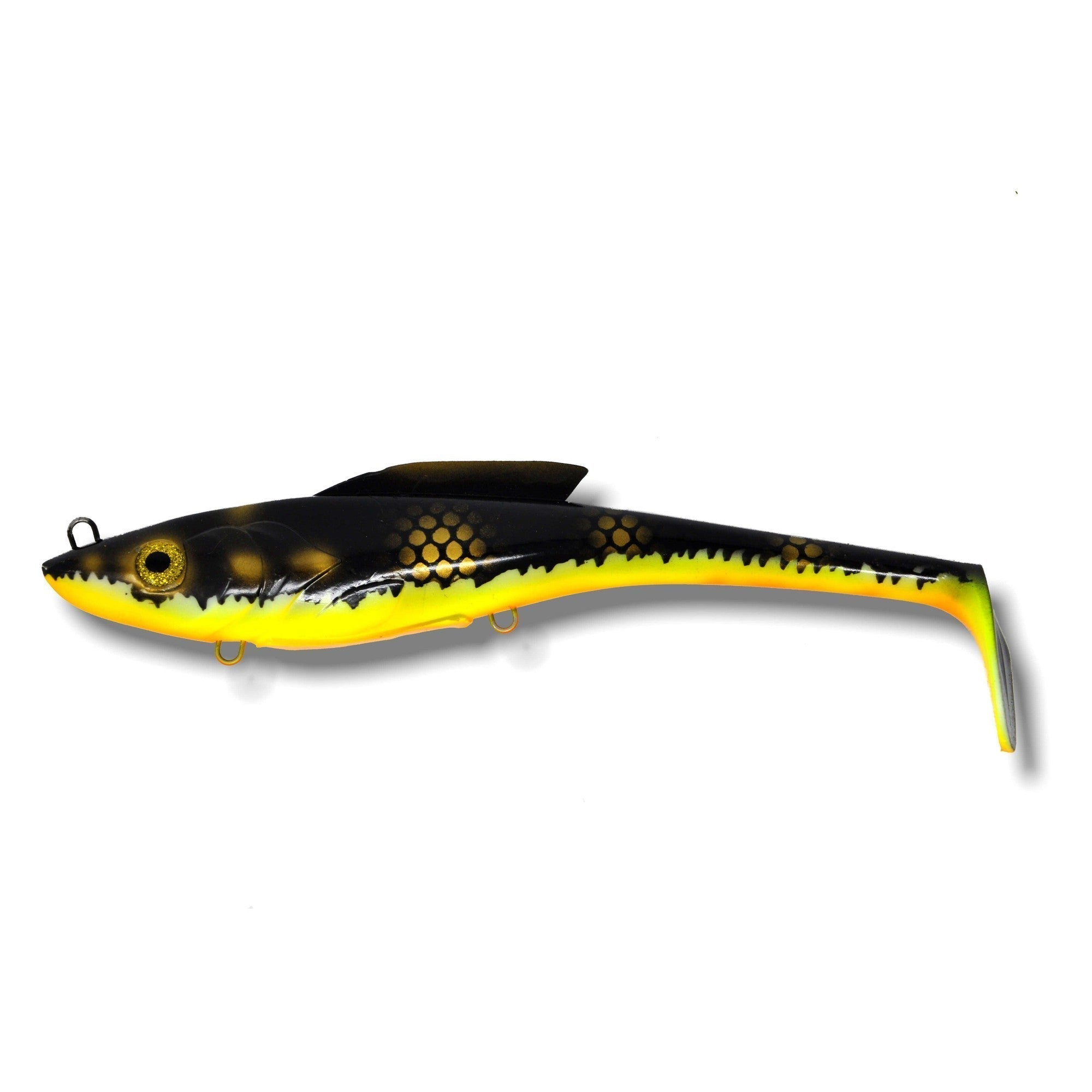 View of Swimbaits Toddy Tickle Baits 11" Warhammer Shallow Swimbait Black Perch available at EZOKO Fishing