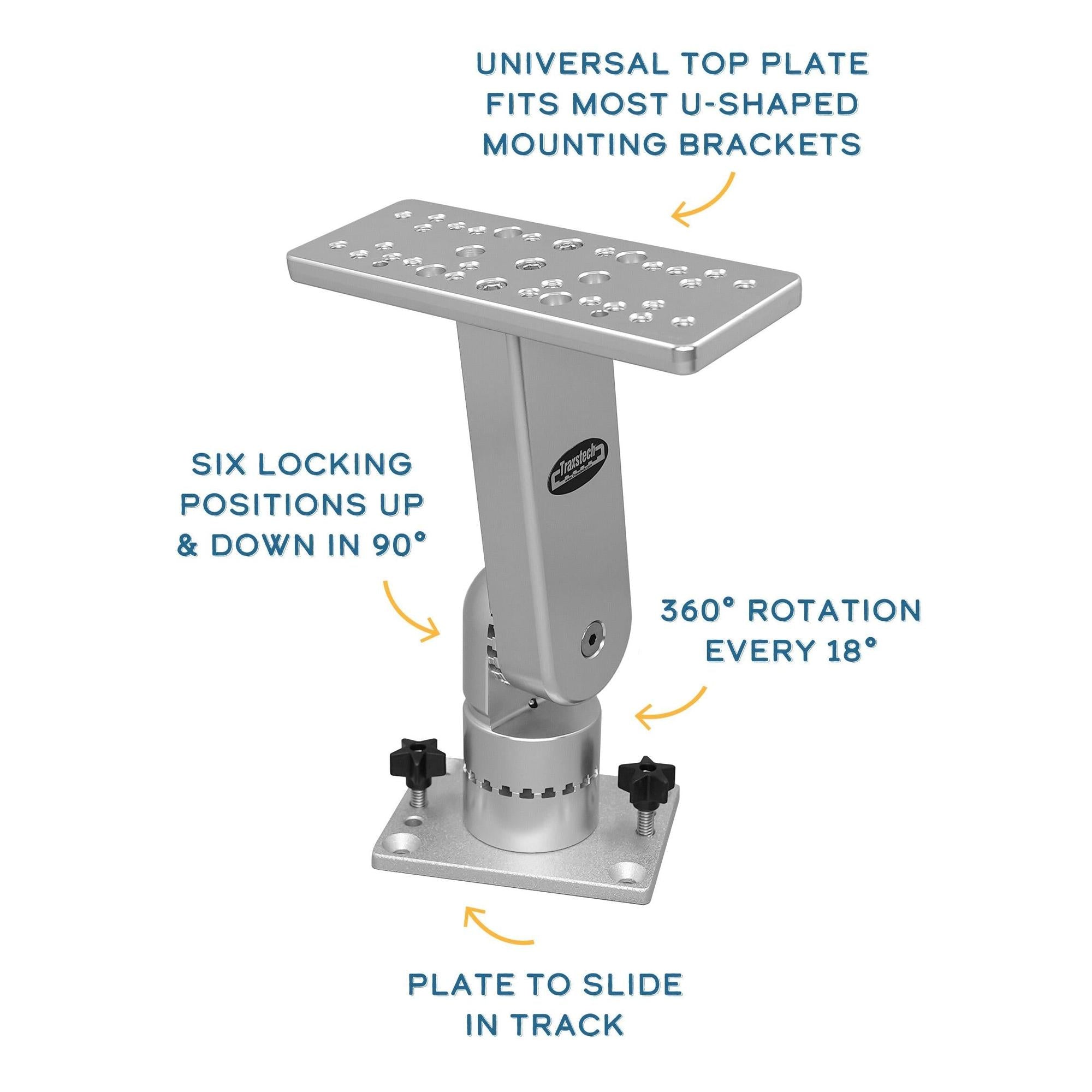 View of boating_accessories Traxstech Single Pivot Electronics Mounts-Various Heights available at EZOKO Fishing