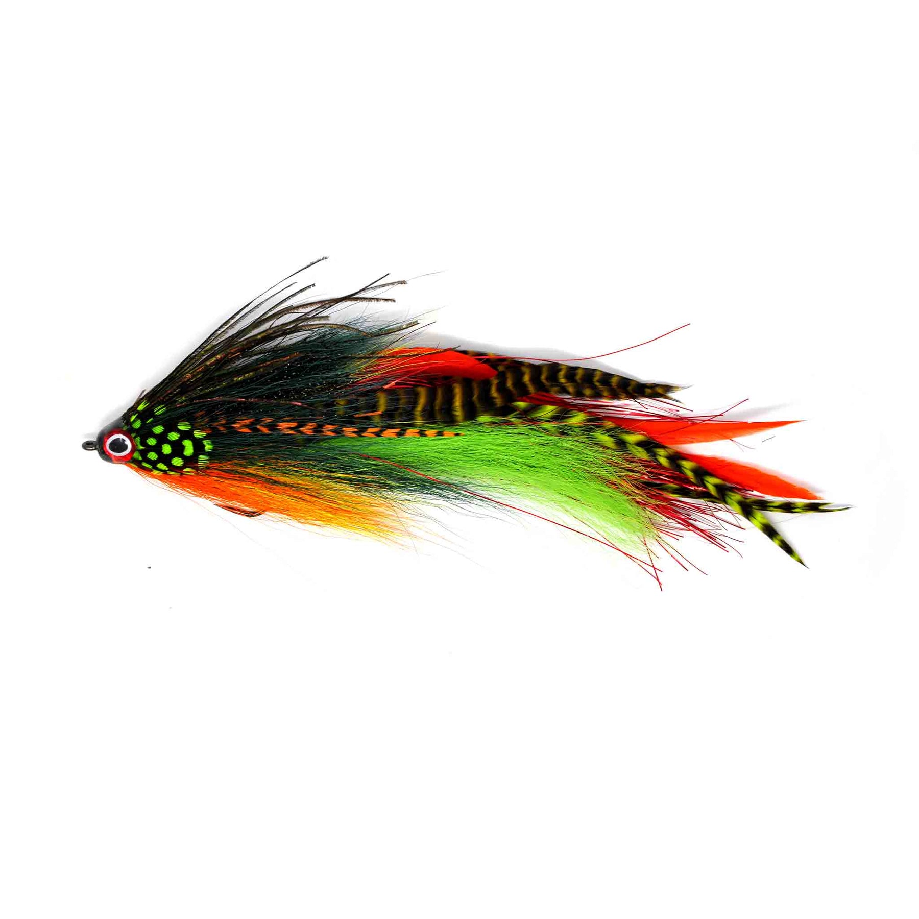 View of Flies Urban Fly Co. Single Minnow Fly Fire Tiger available at EZOKO Pike and Musky Shop