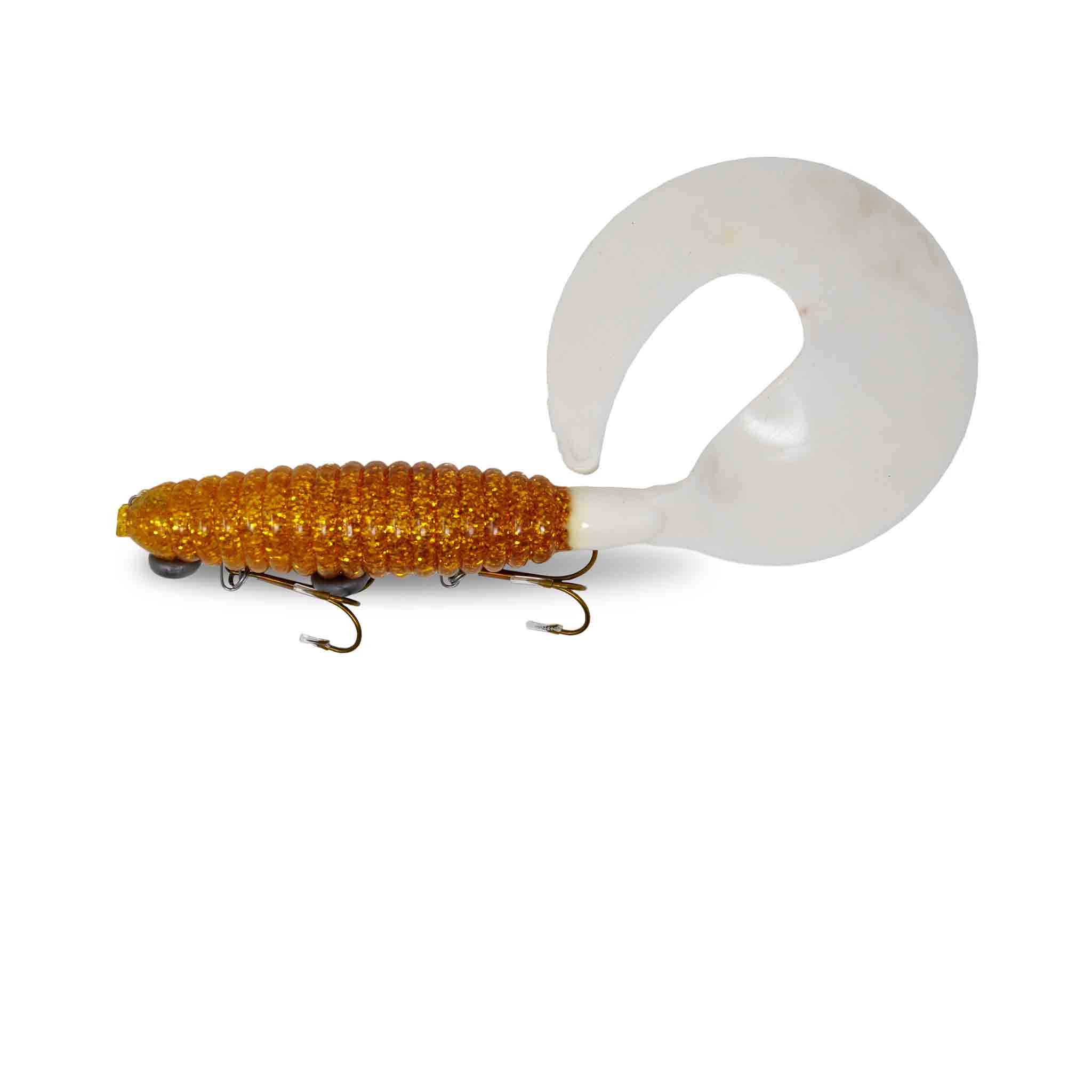 View of Rubber Whale Tail Plastics 14" Walleye / White Tail available at EZOKO Fishing