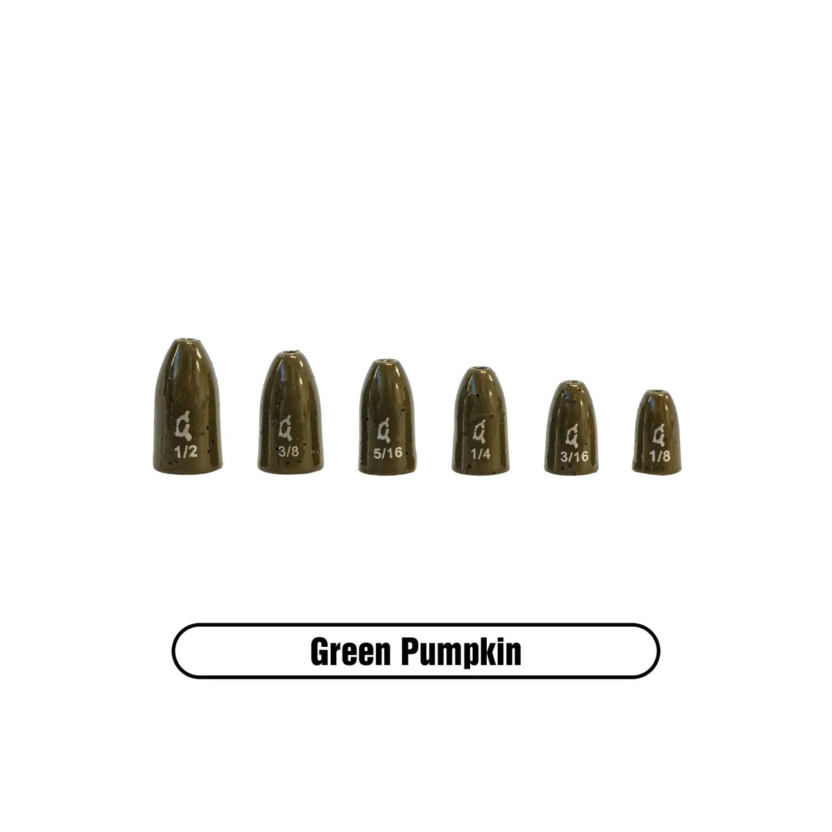 View of X Zone Tungsten Worm Weight Green Pumpkin 1/8oz - 4pk available at EZOKO Fishing