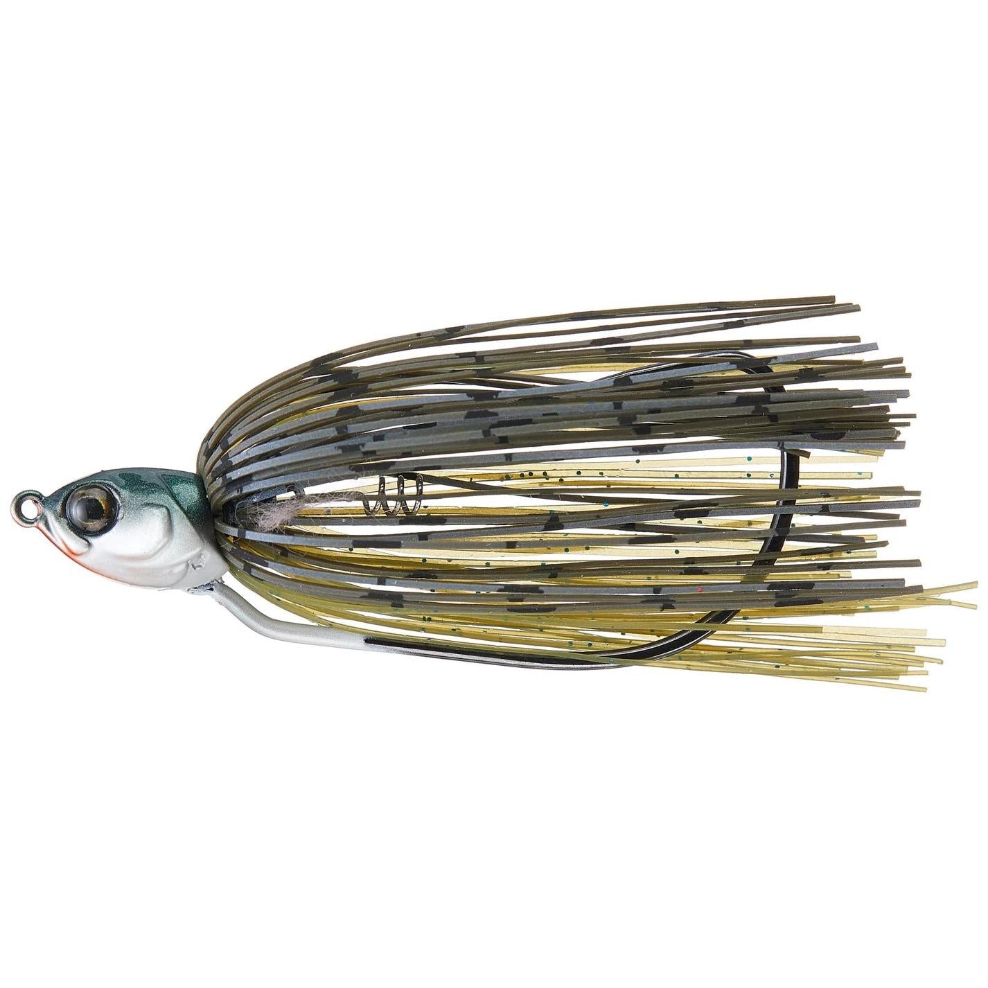 View of Swim Jig 6th Sense Axle Swinging Swim Jig 3/8oz - #6/0 Green Pumpkin Gill available at EZOKO Fishing
