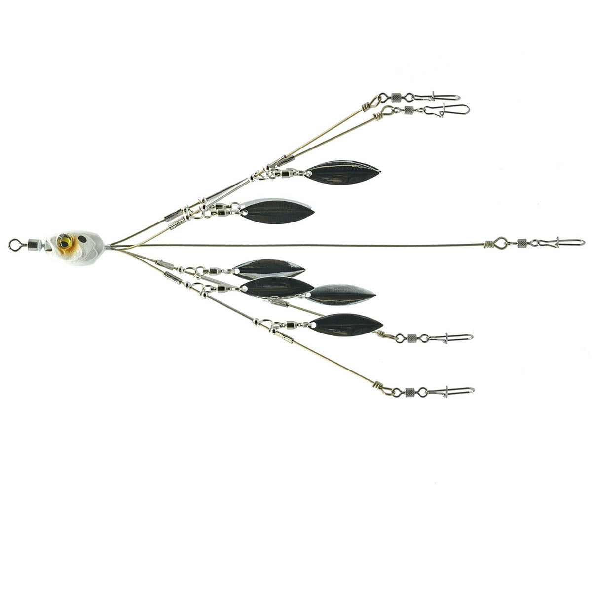 View of Rigs 6th Sense Divine 5-Wire 8-Blade Umbrella Rig available at EZOKO Pike and Musky Shop