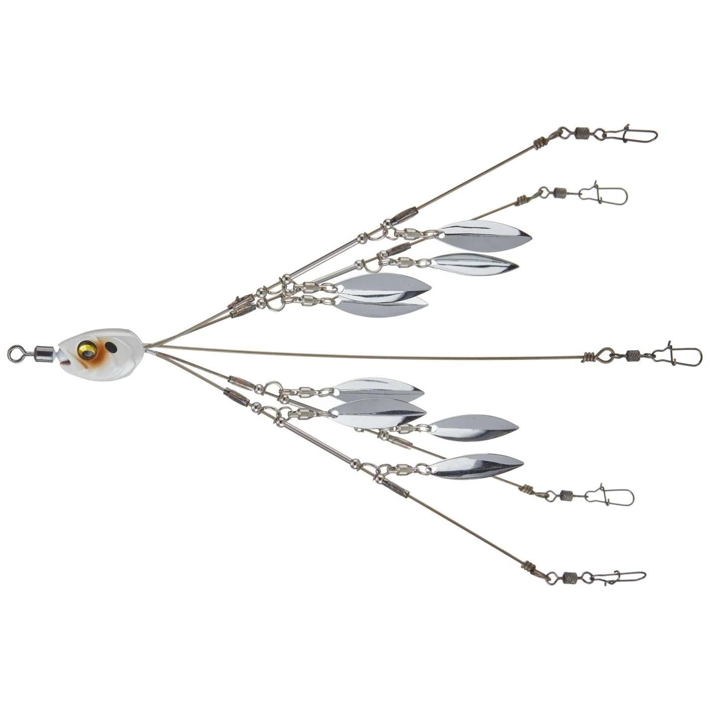 View of Rigs 6th Sense Divine 5-Wire 8-Blade Umbrella Rig 6.5" Spanish Pearl available at EZOKO Fishing