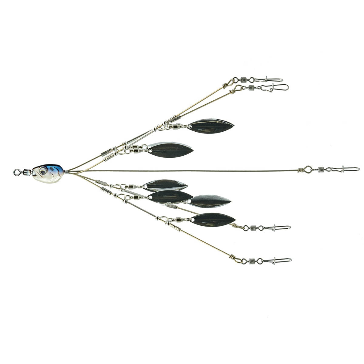 View of Rigs 6th Sense Divine 5-Wire 8-Blade Umbrella Rig available at EZOKO Pike and Musky Shop