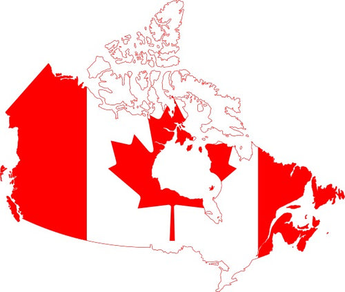 Canada flag on Canada map