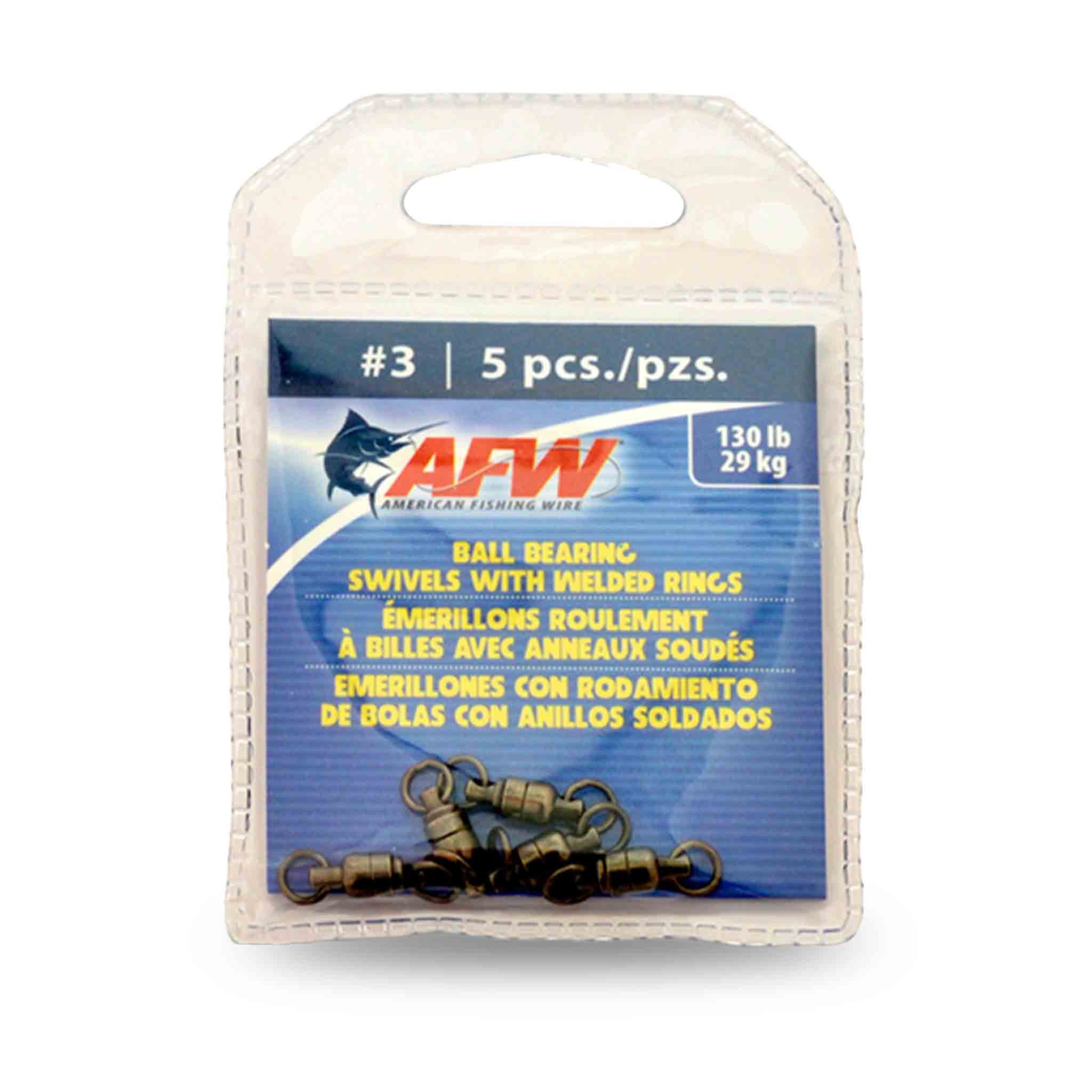 AFW Brass Ball Bearing Swivels #3 5 Snaps-Swivels-Split-Rings