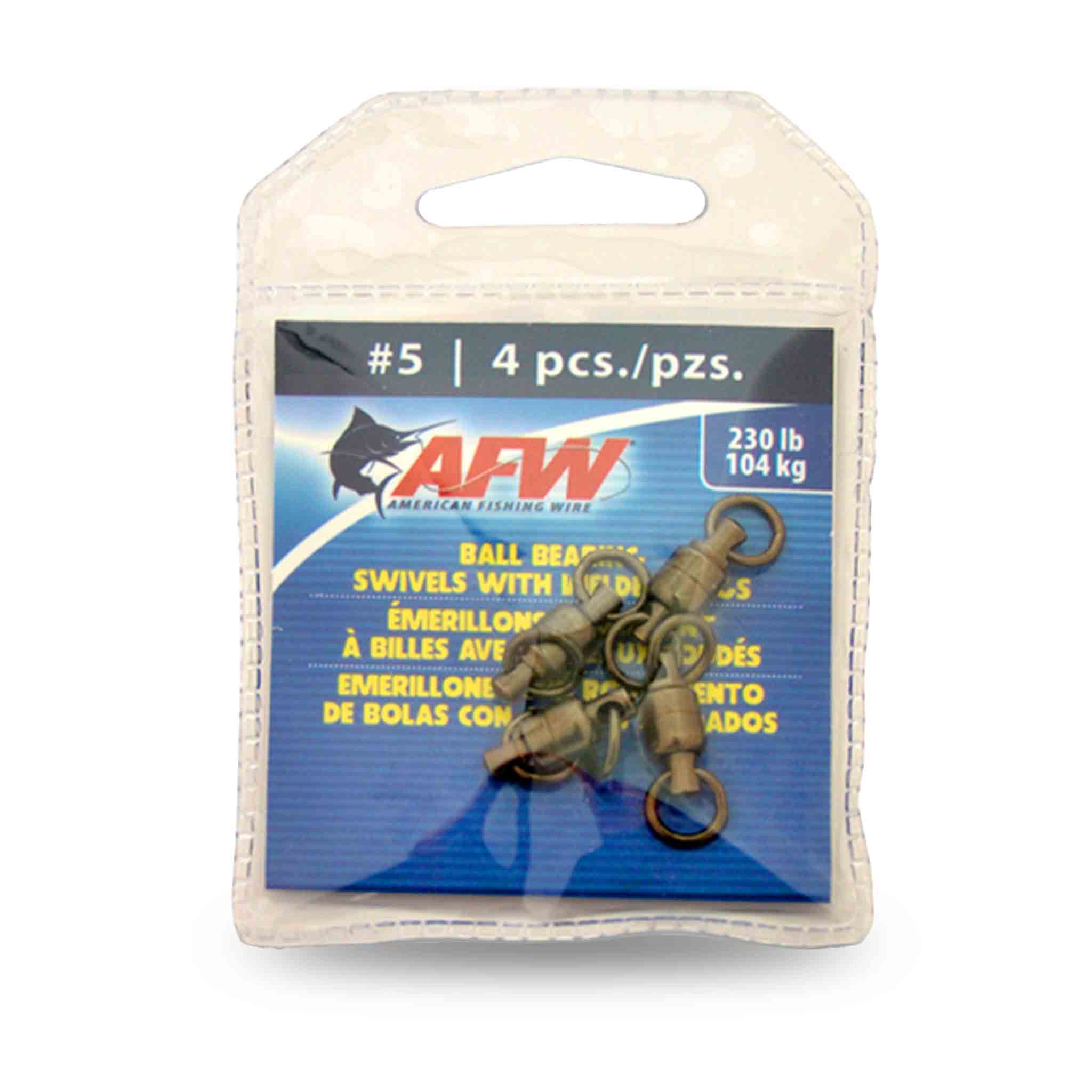 AFW Brass Ball Bearing Swivels #5 4 Snaps-Swivels-Split-Rings