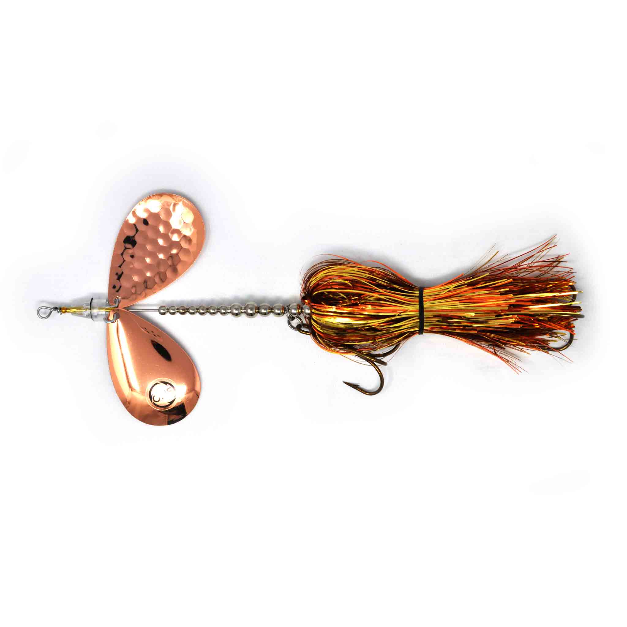 View of Bucktails Angling Revolution The One 10/10 Copper & Gold Skirt/Copper Blade available at EZOKO Fishing