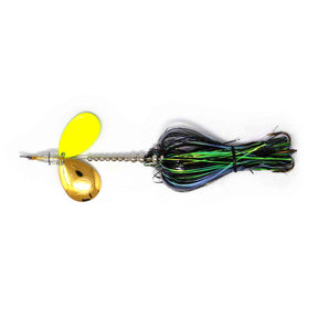 View of Bucktails Angling Revolution The One 8/8 Night Stalker/1 Gold Blade 1 Chartreuse Blade available at EZOKO Pike and Musky Shop