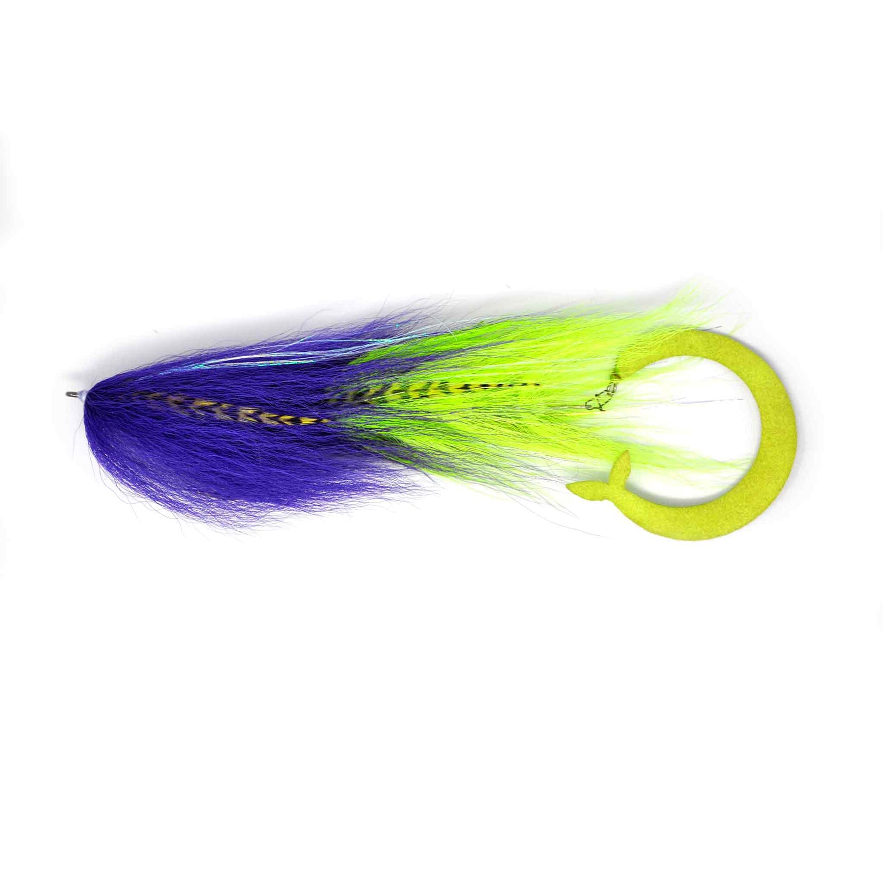 View of Flies Bear Fly Co. Musky Mauler Fly Purple / Chartreuse available at EZOKO Fishing