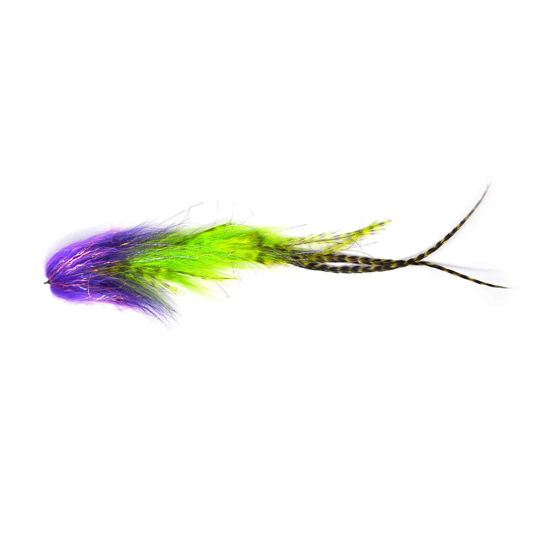 View of Bear Fly Co. Super Slider Fly Purple/Chartreuse available at EZOKO Pike and Musky Shop