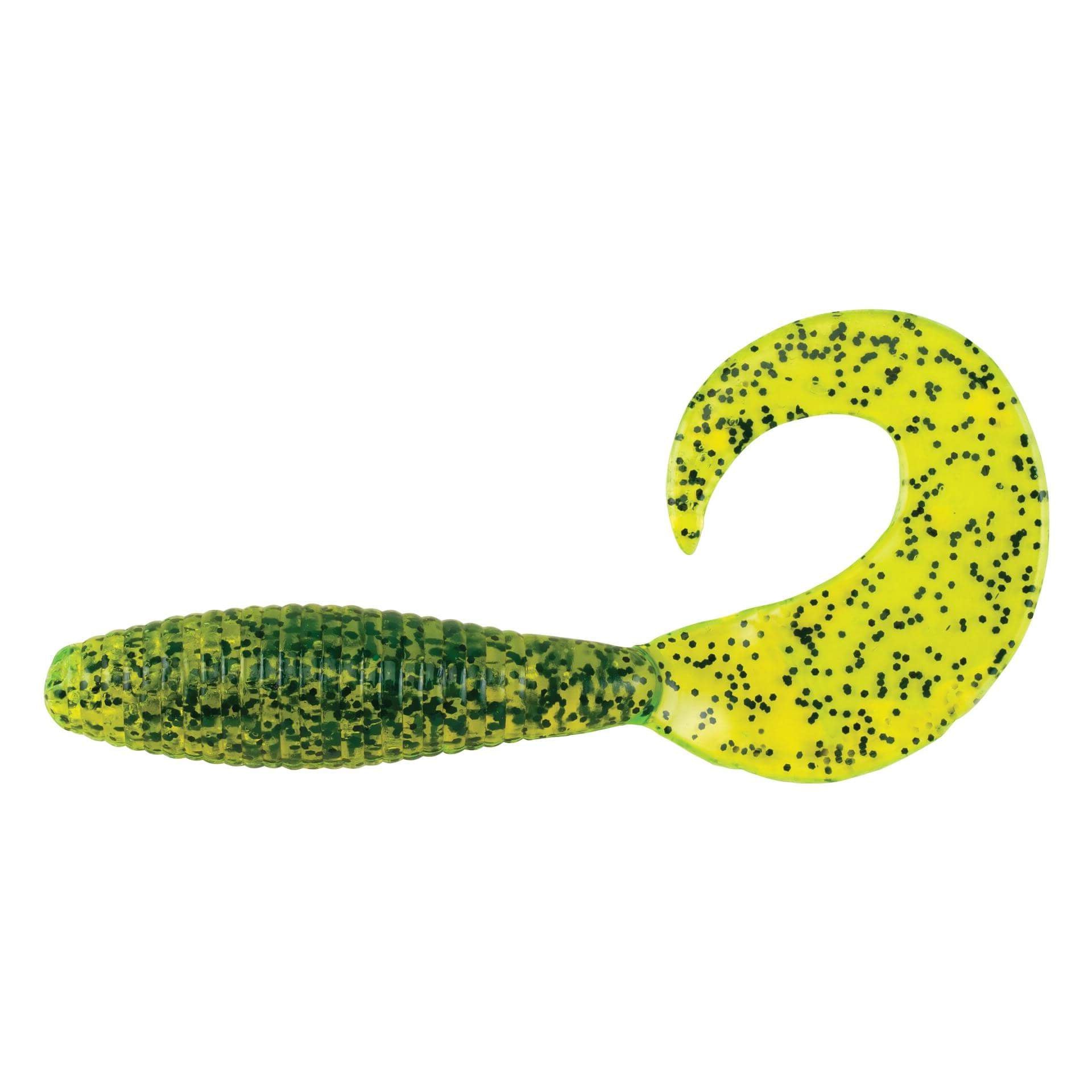 View of Grubs Berkley PowerBait Power Grubs Chartreuse Pepper available at EZOKO Fishing