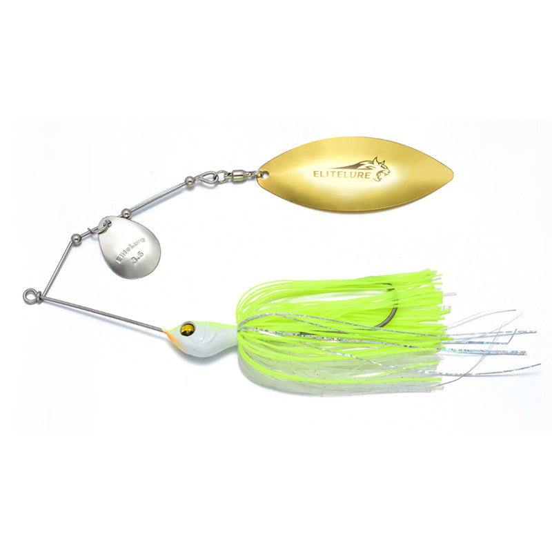 View of BIM Tackle Tiger Pike Super Tough Spinnerbait White Chartreuse available at EZOKO Fishing