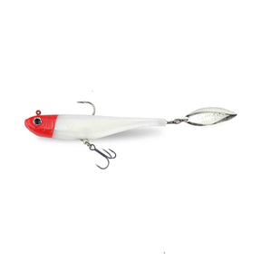 View of Swimbaits Biwaa Divinator 55g Tailspin Swimbait Red Head available at EZOKO Pike and Musky Shop