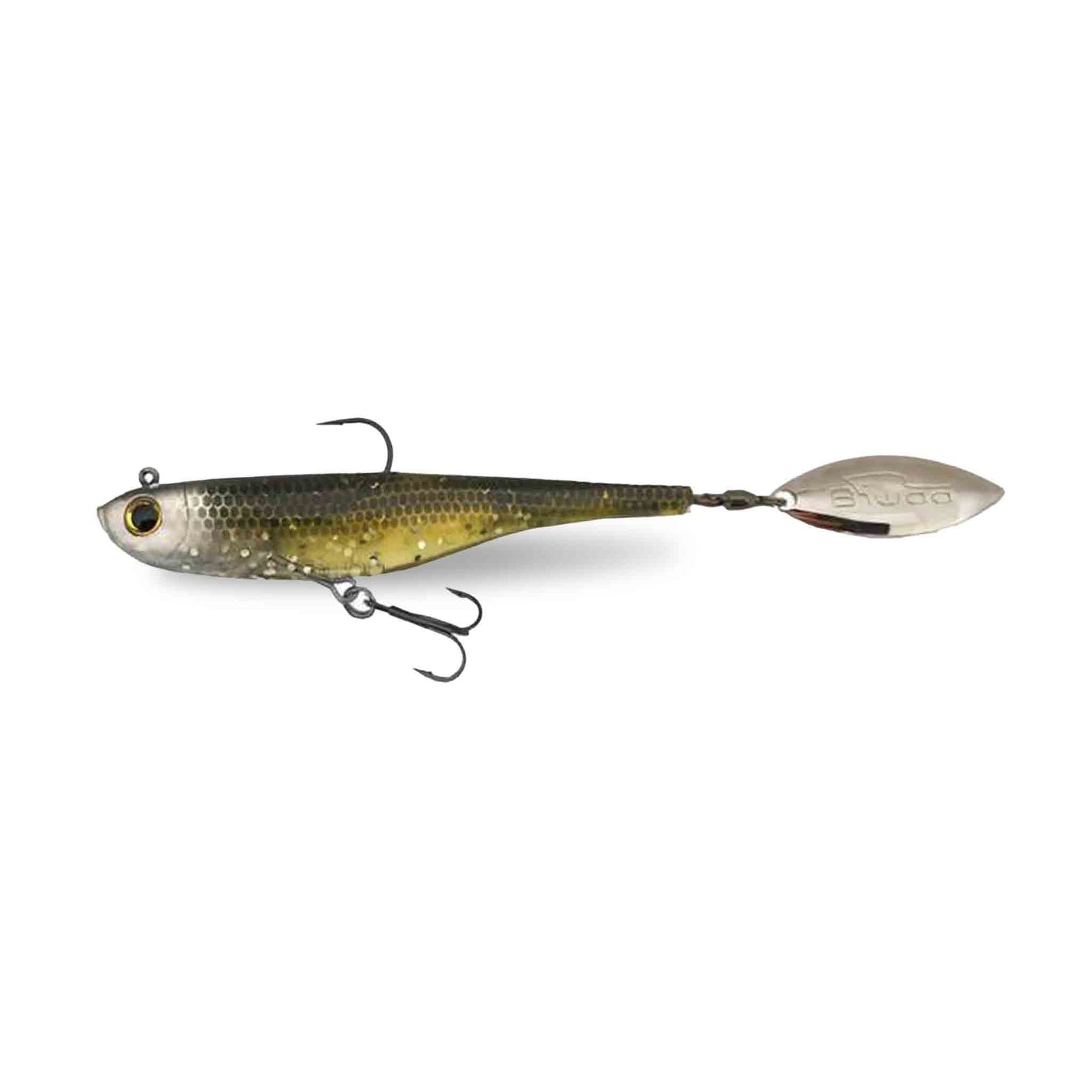 View of Swimbaits Biwaa Divinator Junior 22g Tailspin Swimbait Ghost Sliver Holo available at EZOKO Pike and Musky Shop
